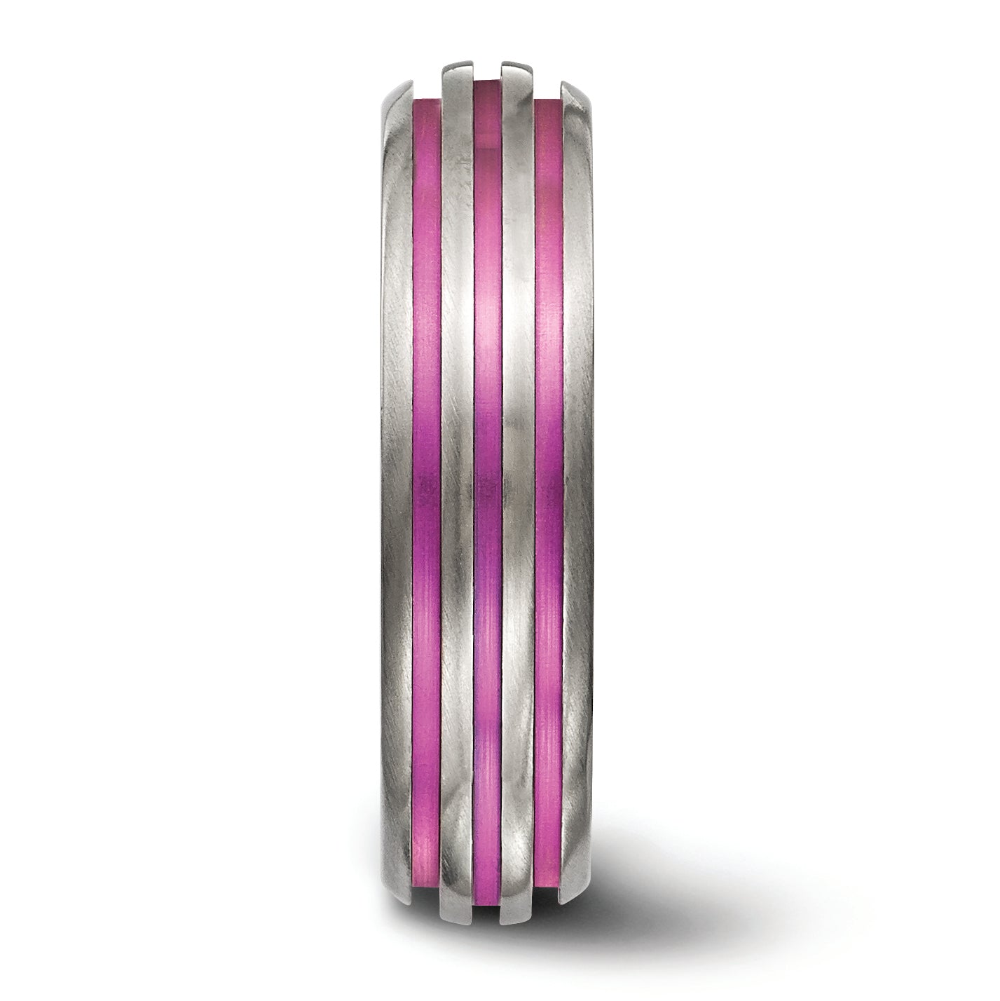 Edward Mirell Titanium Triple Groove Pink Anodized Ring EMR274