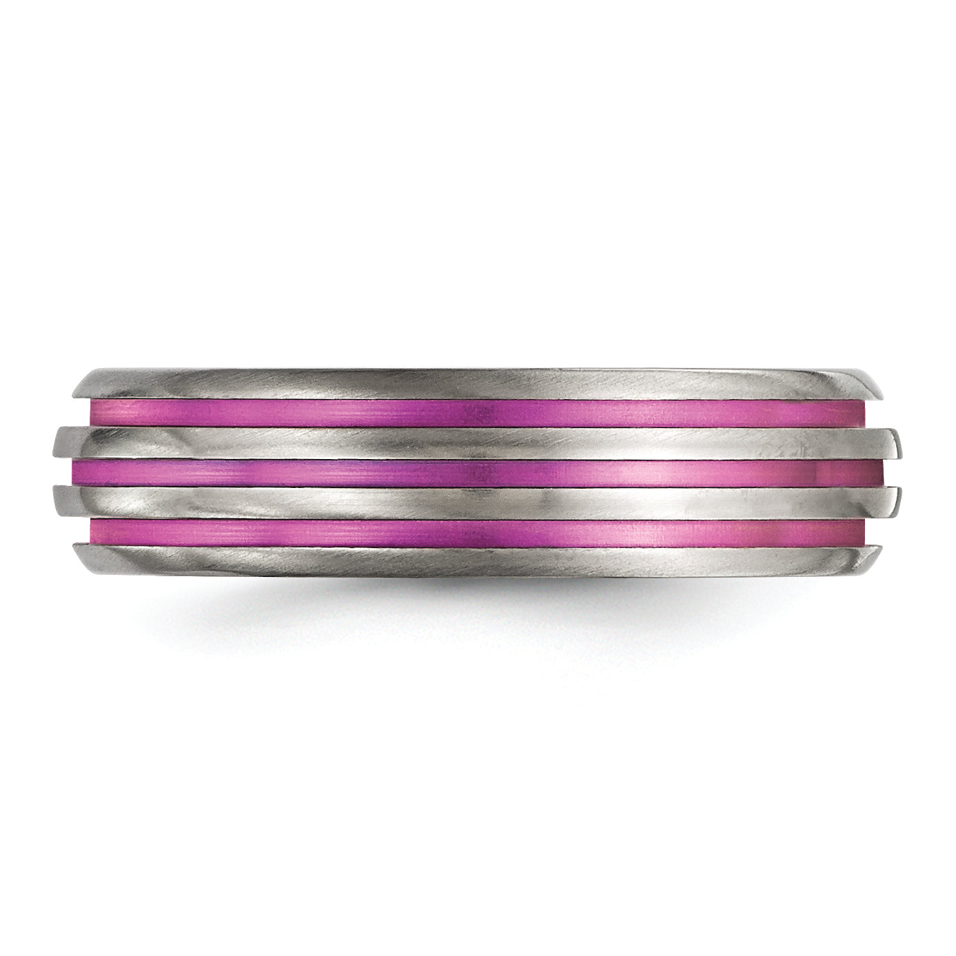 Edward Mirell Titanium Triple Groove Pink Anodized Ring EMR274