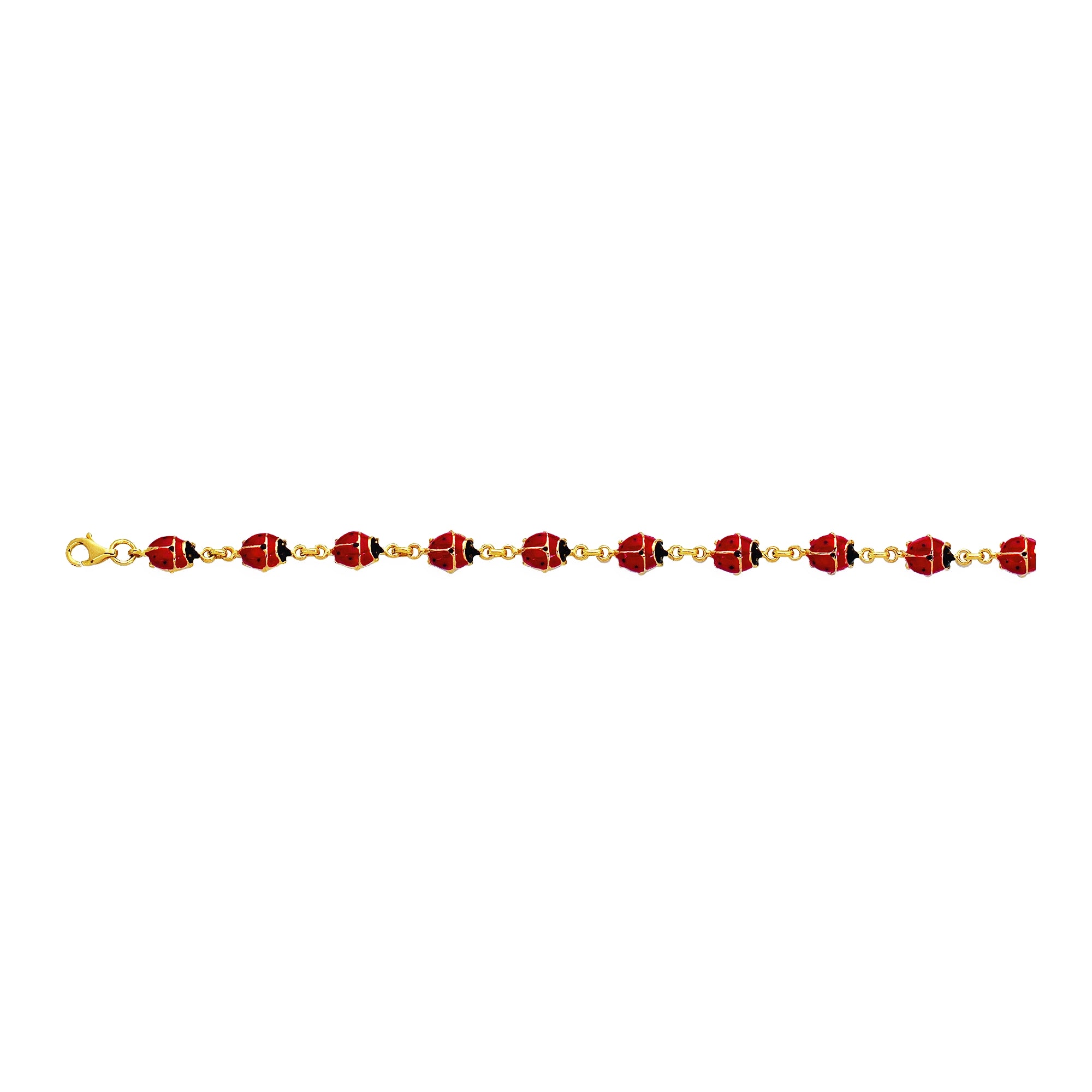 14K Yellow Gold 7" Lady Bug Bracelet