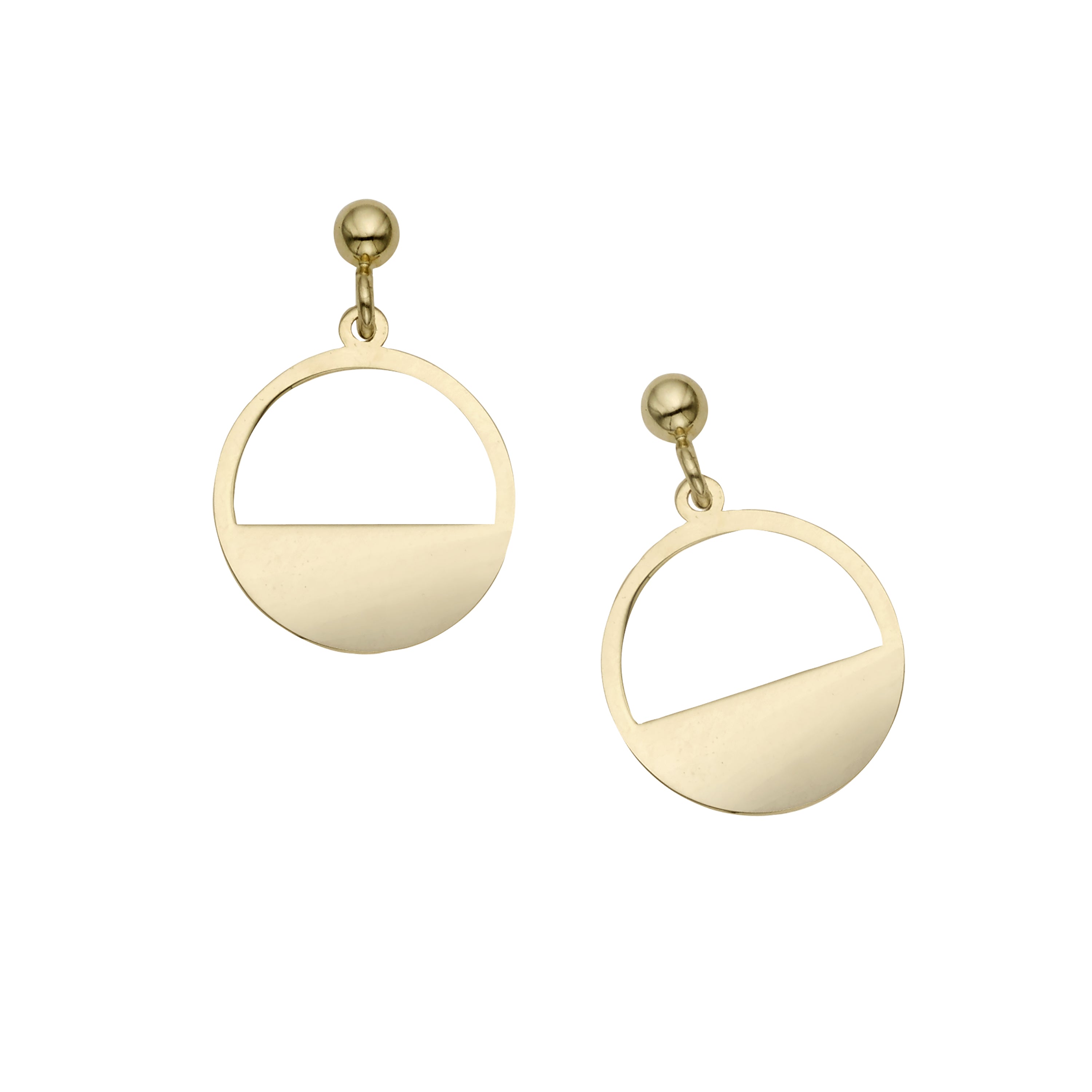 14K Yellow Gold Polished SOHO Half Disc Earrings