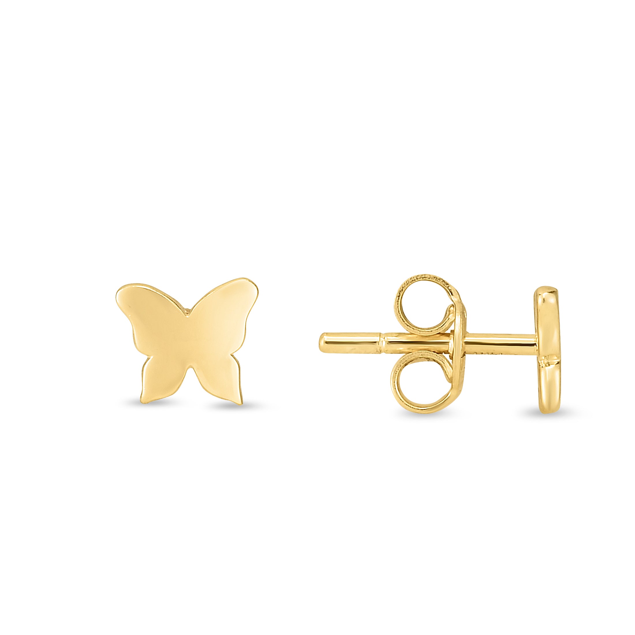 14K Yellow Gold Butterfly Stud Earring