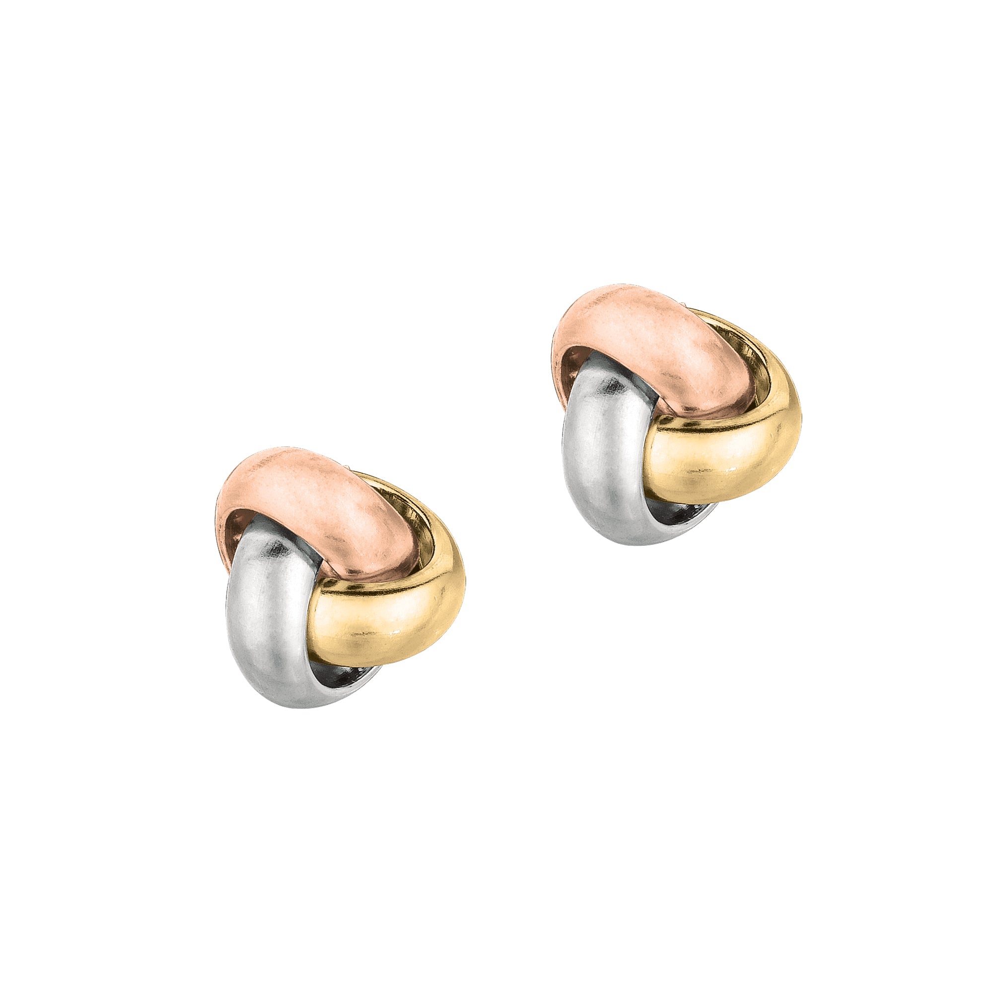 14K Tri-color Gold Medium Polished Love Knot Stud Earring