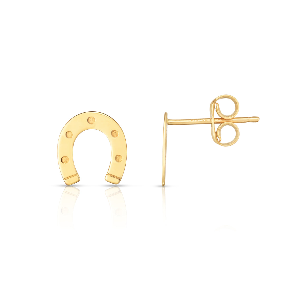 14K Yellow Gold Polished Horseshoe Stud Earrings