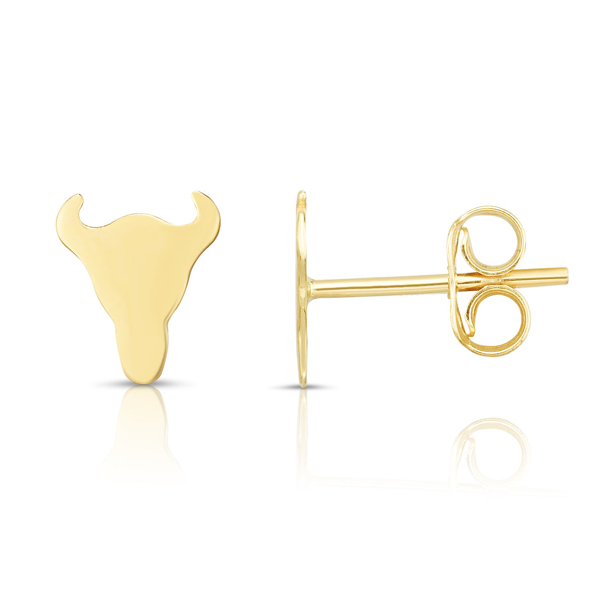 14K Yellow Gold Polished Longhorn Stud Earrings