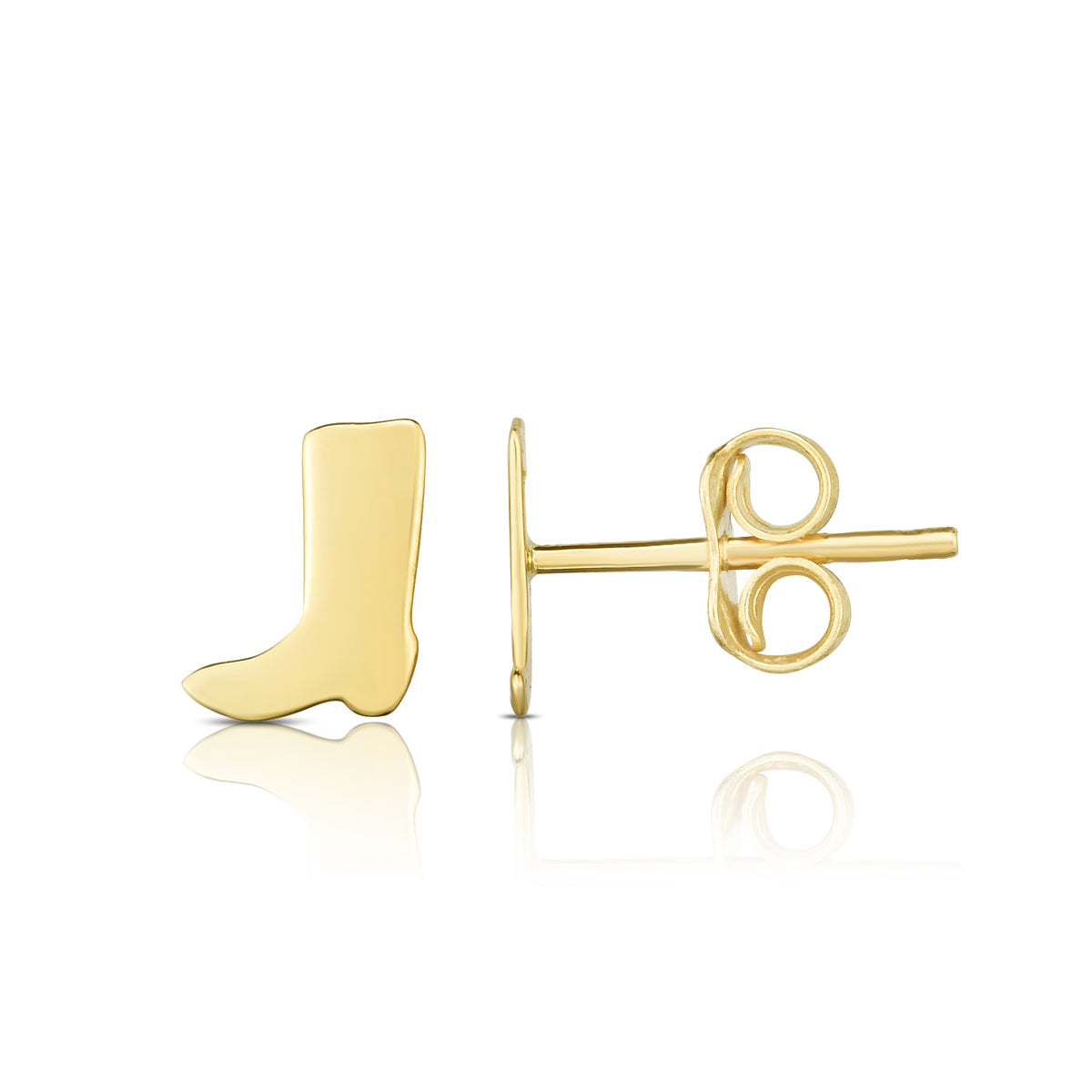 14K Yellow Gold Polished Cowboy Boot Stud Earrings