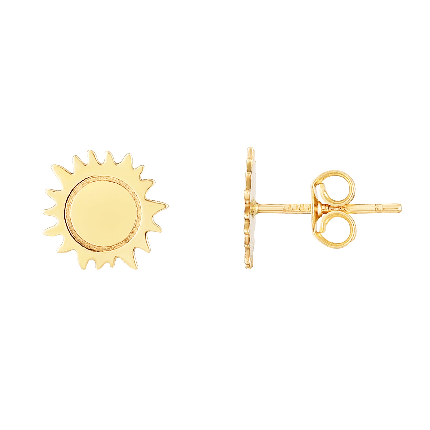 14K Yellow Gold Polished Sun Stud Earring