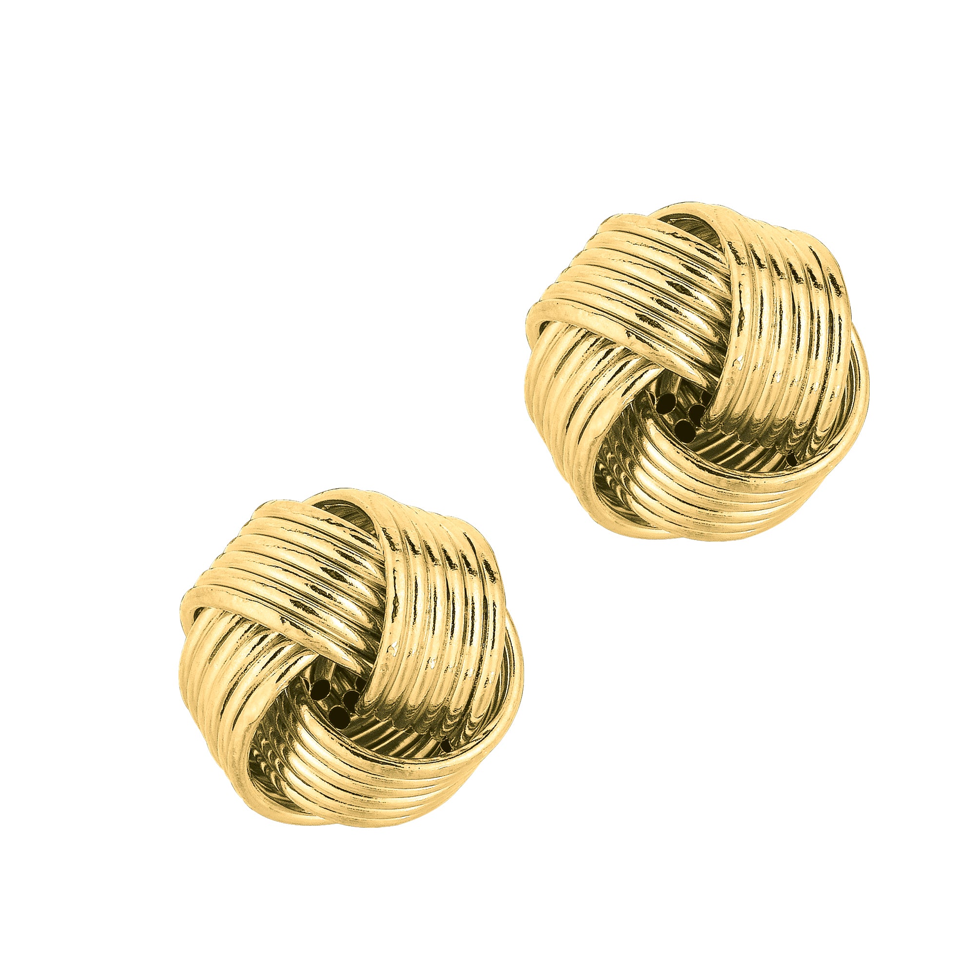 14K Yellow Gold Large Textured Love Knot Stud Earring