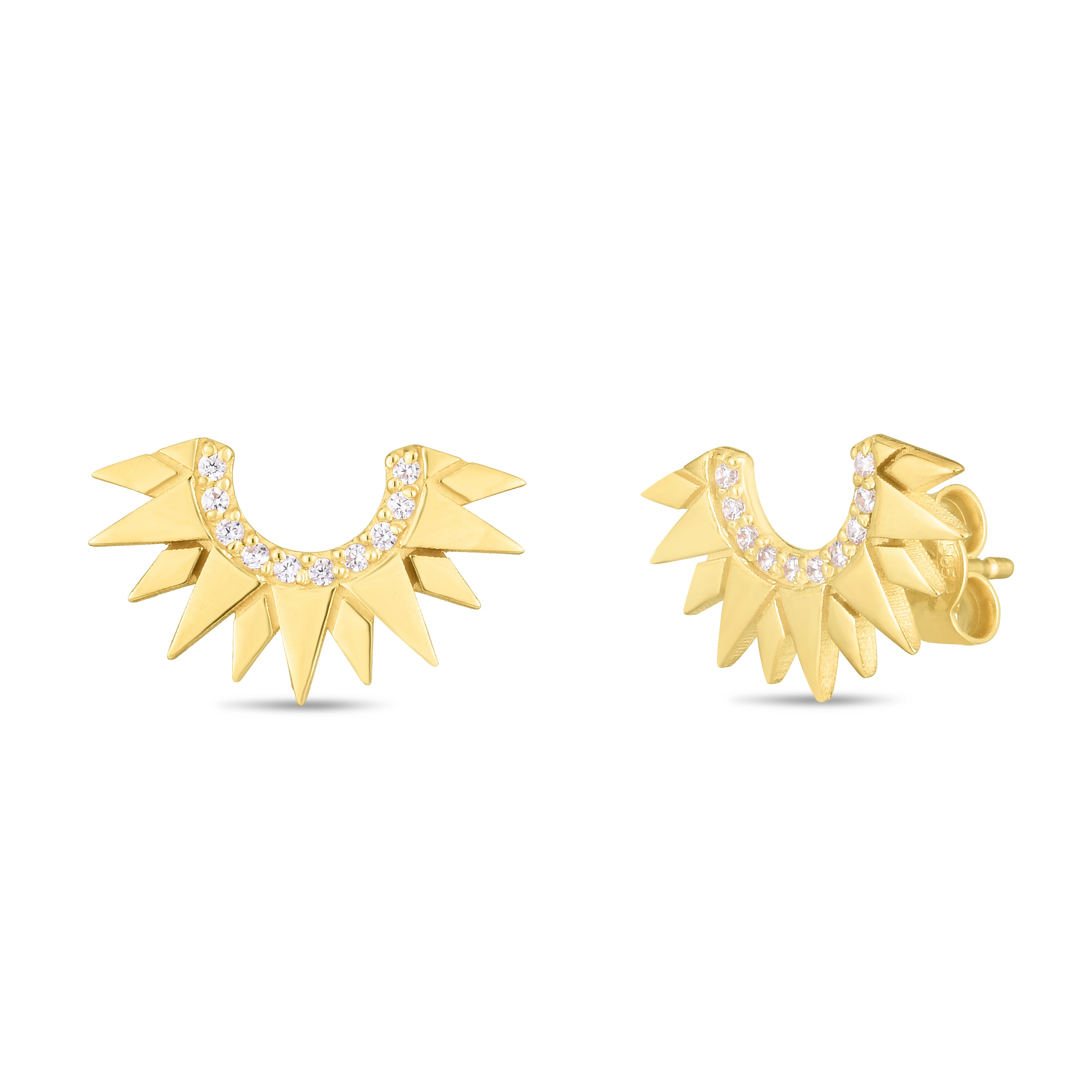 14K Yellow Gold .10ct Diamond Stud Sunburst Earrings