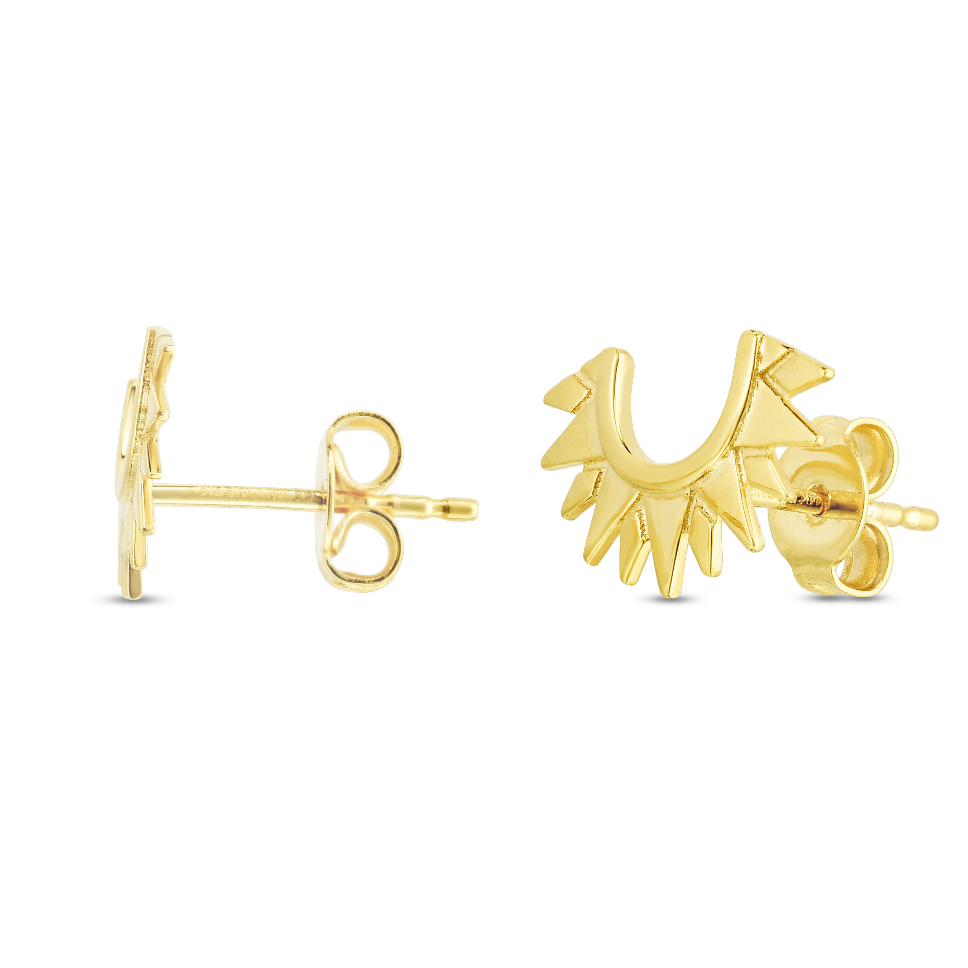 14K Yellow Gold Sunburst Stud Earrings