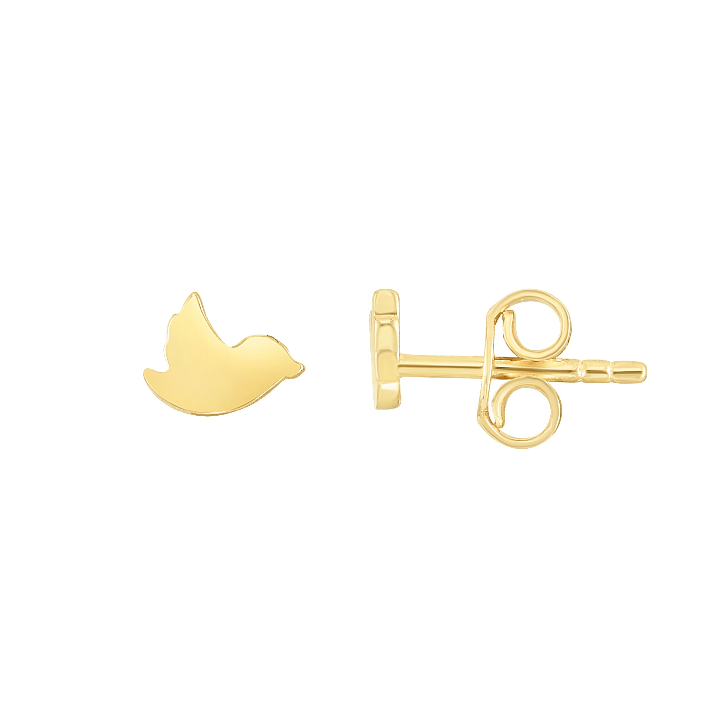 14K Yellow Gold Mini Dove Studs