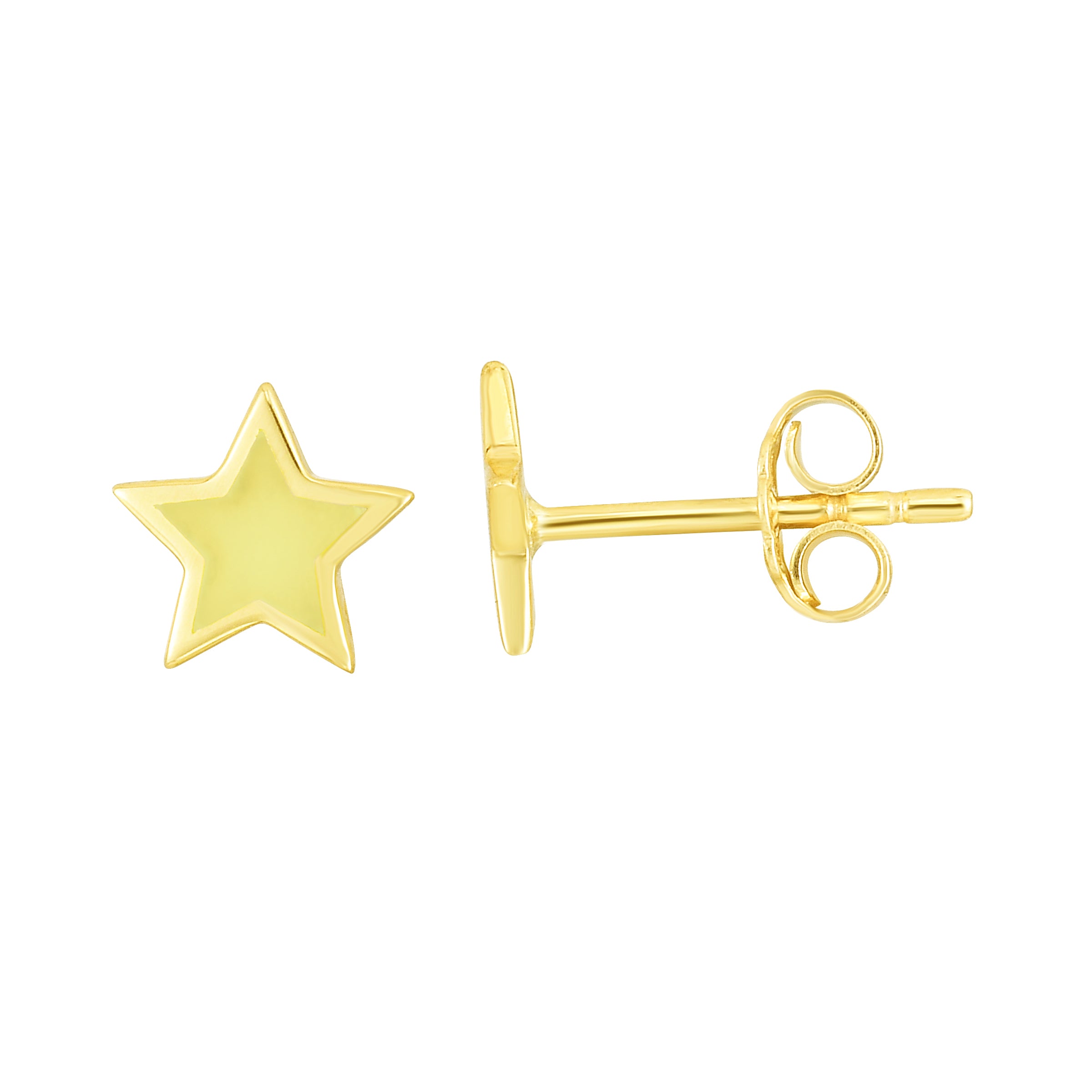 14K Yellow Enamel Star Studs