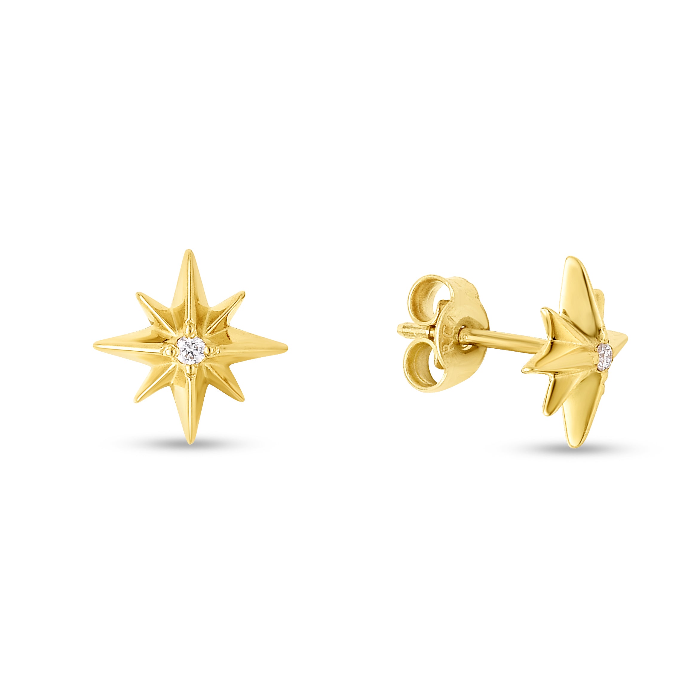 14K Yellow Gold .03ct Diamond North Star Studs