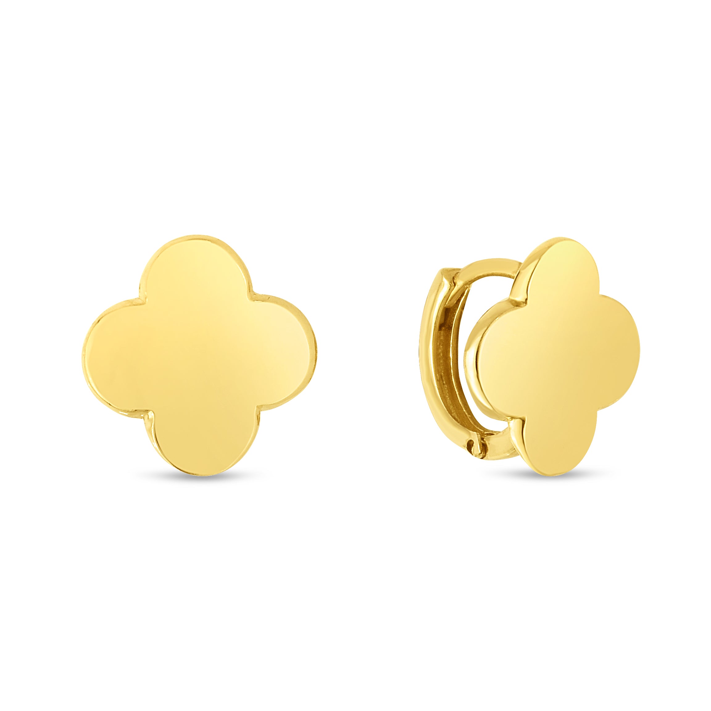 14K Yellow Gold Polished Clover Stud Earrings