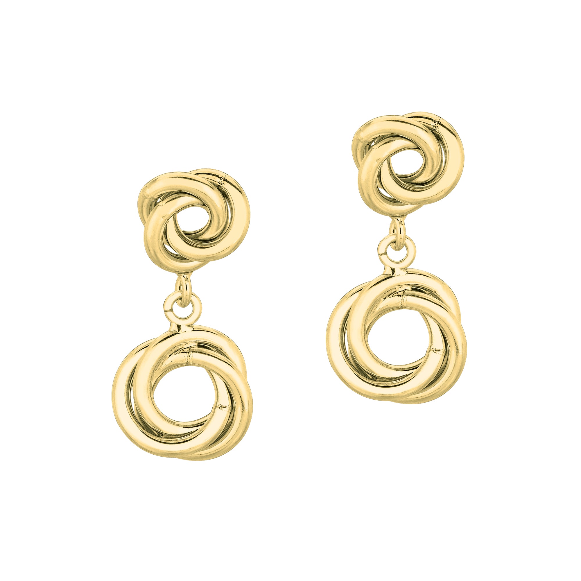 14K Yellow Gold Polished Open Love Knot Drop Earring