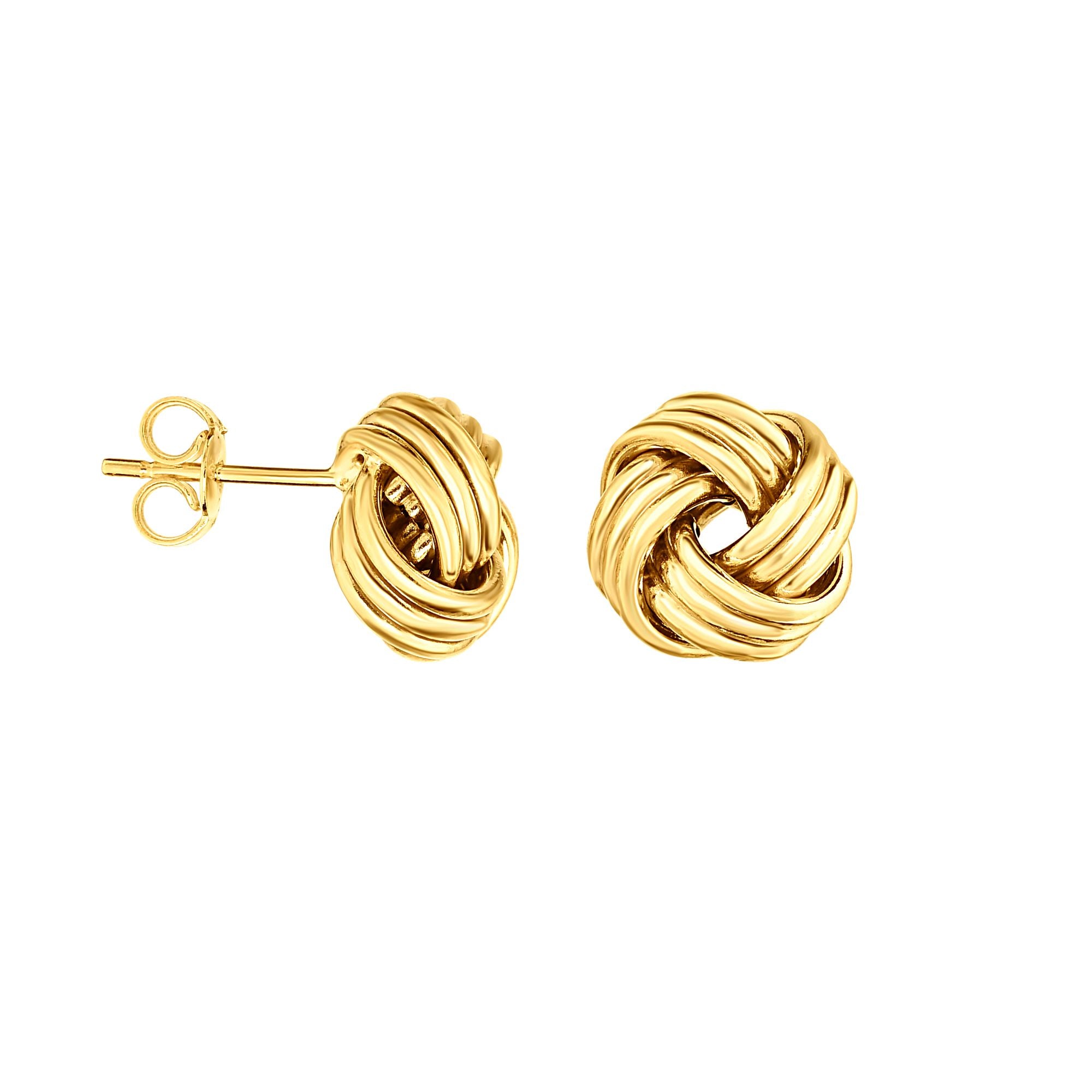 14K Yellow Gold Medium Multi-Row Love Knot Stud Earring