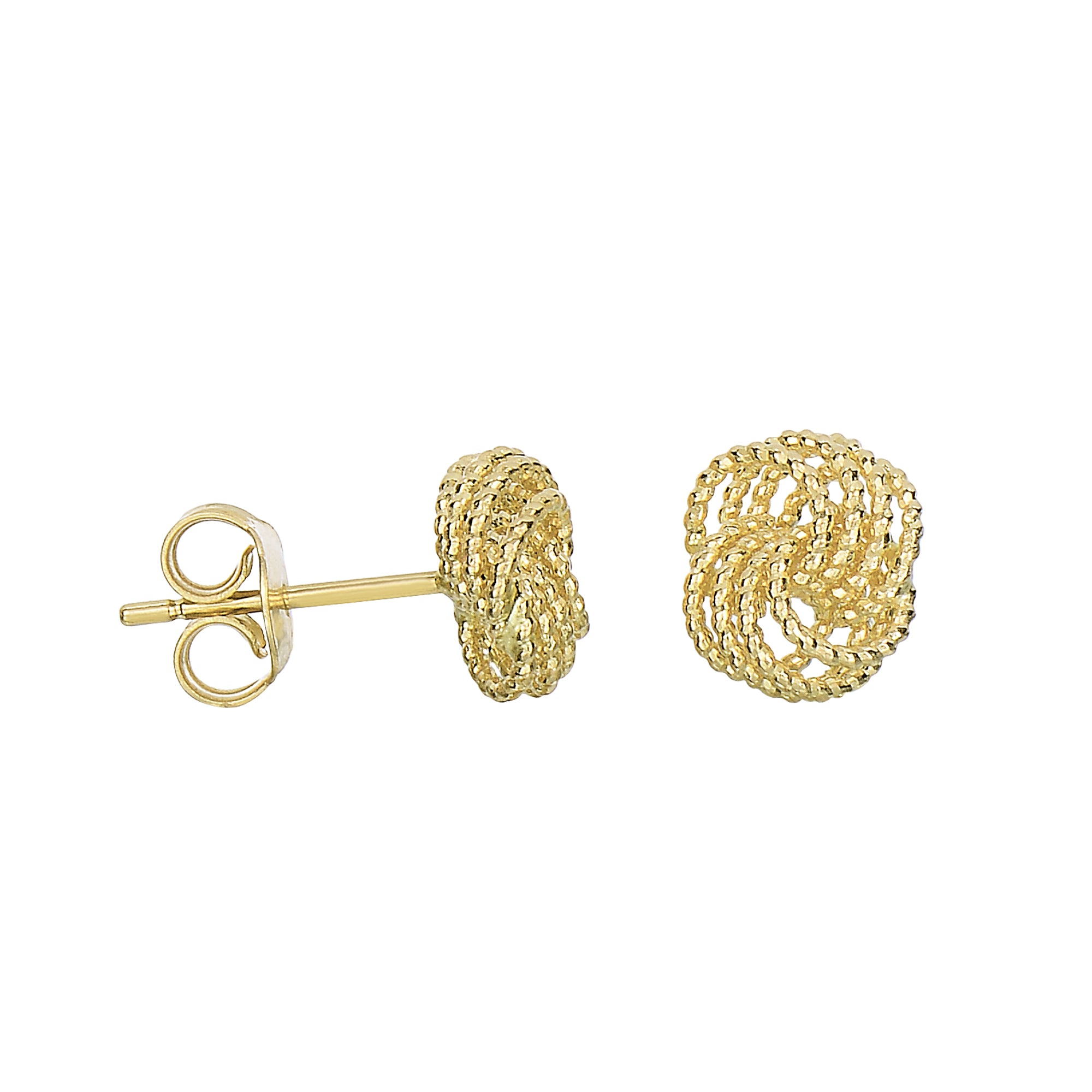 14K Yellow Gold Diamond Cut Love Knot Stud Earring