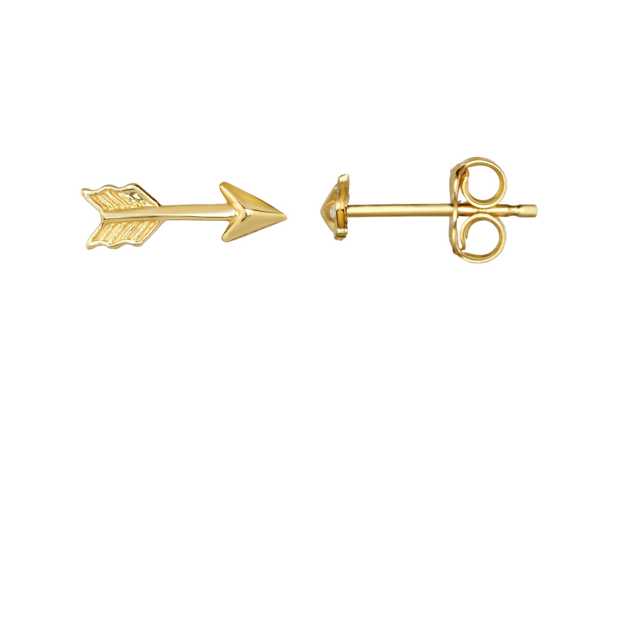 14K Yellow Gold Arrow Stud Earring