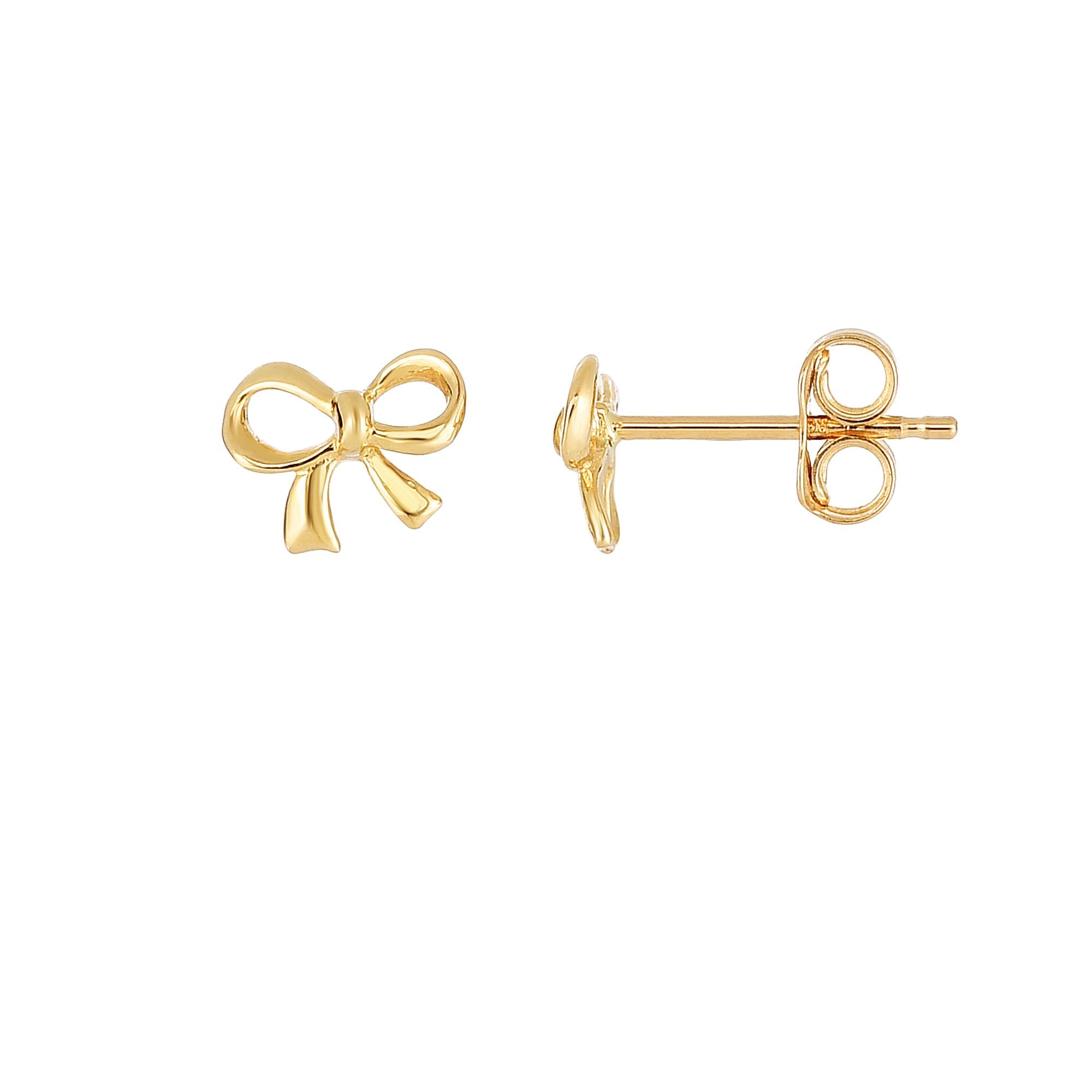 14K Yellow Gold Bow Stud Earring