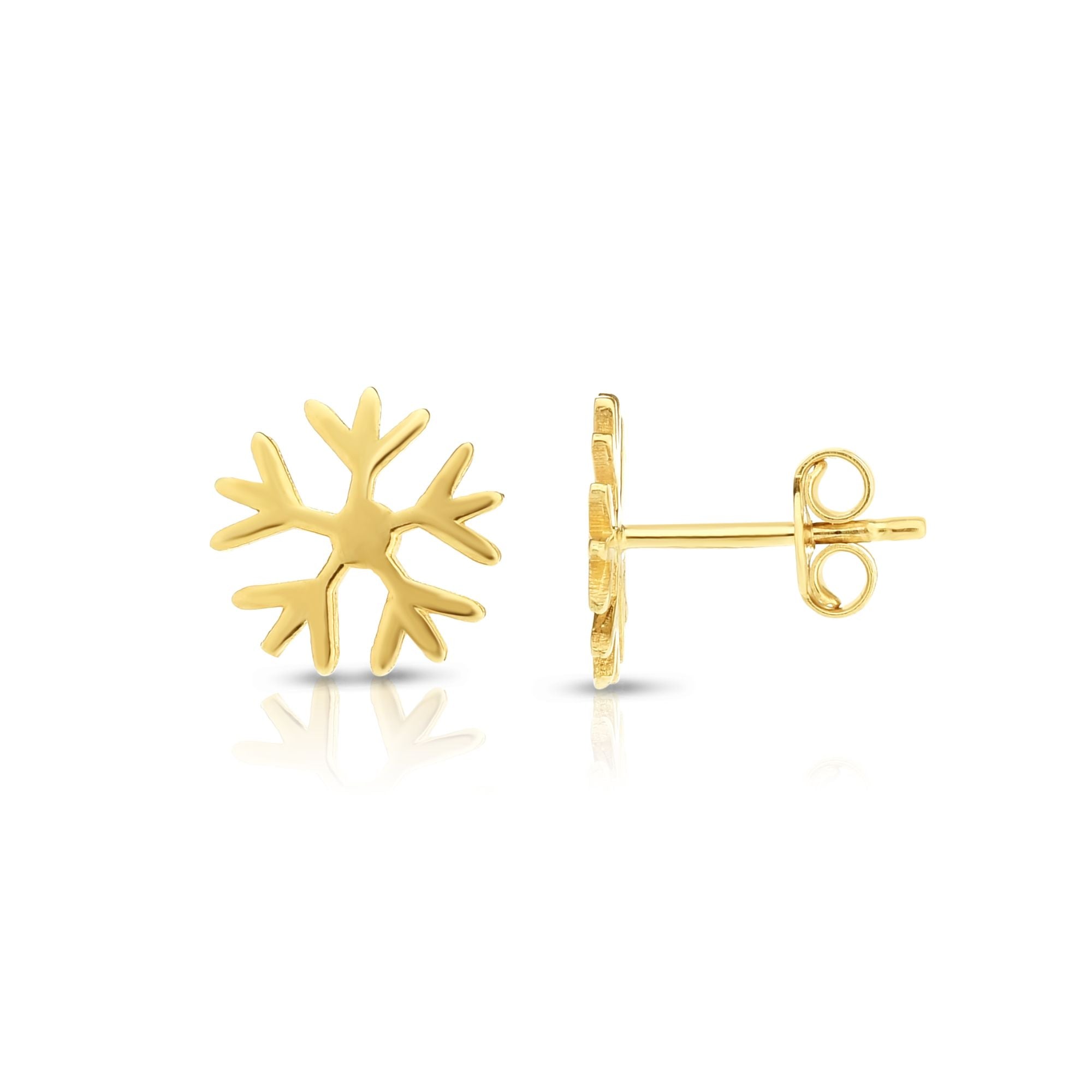 14K Yellow Gold Snowflake Stud Earring