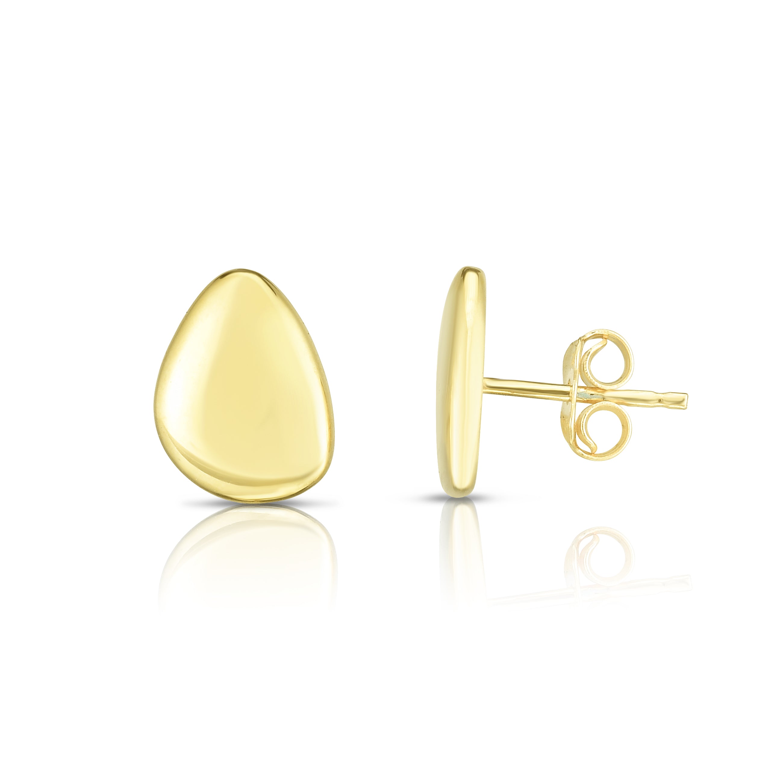 14K Yellow Gold Polished Bean Post Earring