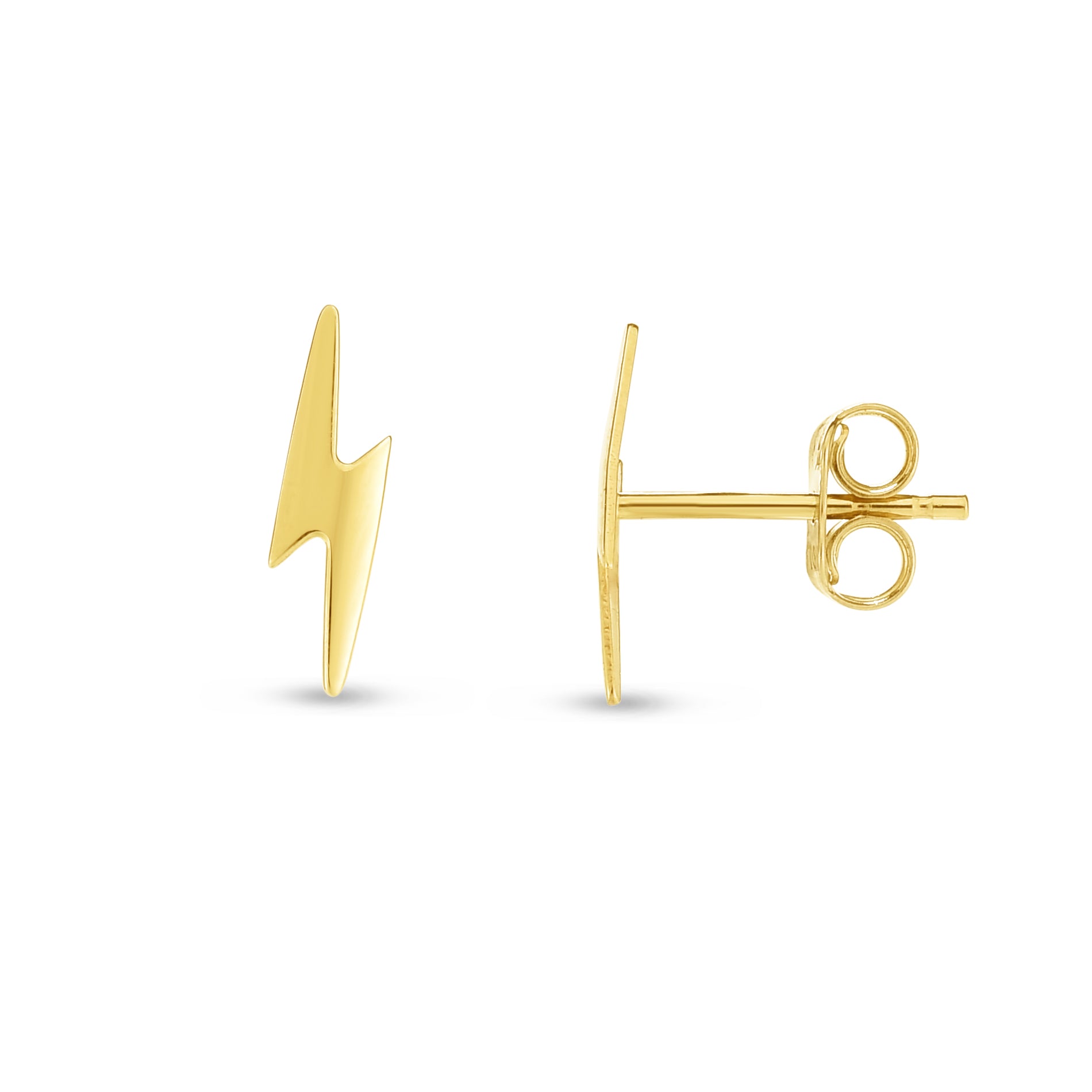 14K Yellow Gold Polished Lightening Bolt Stud Earring