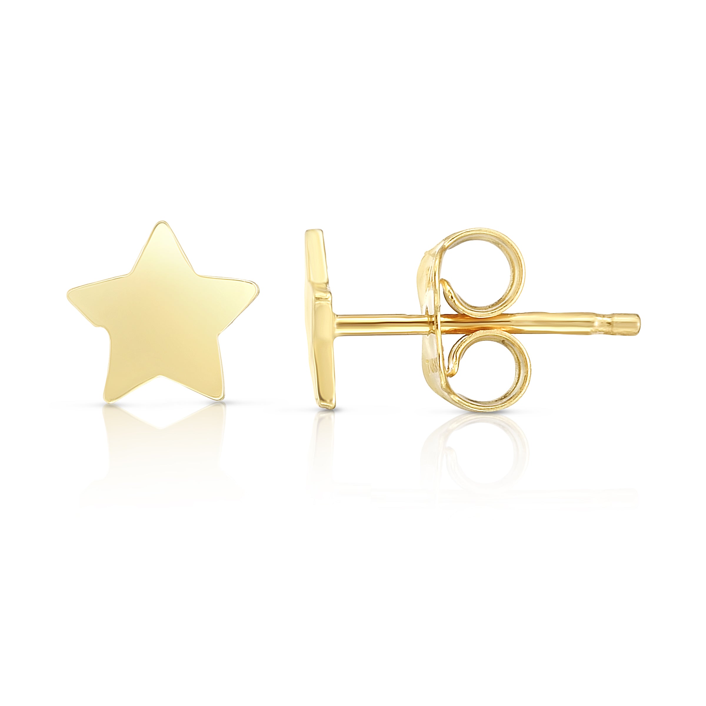 14K Yellow Gold Polished Star Stud Earring