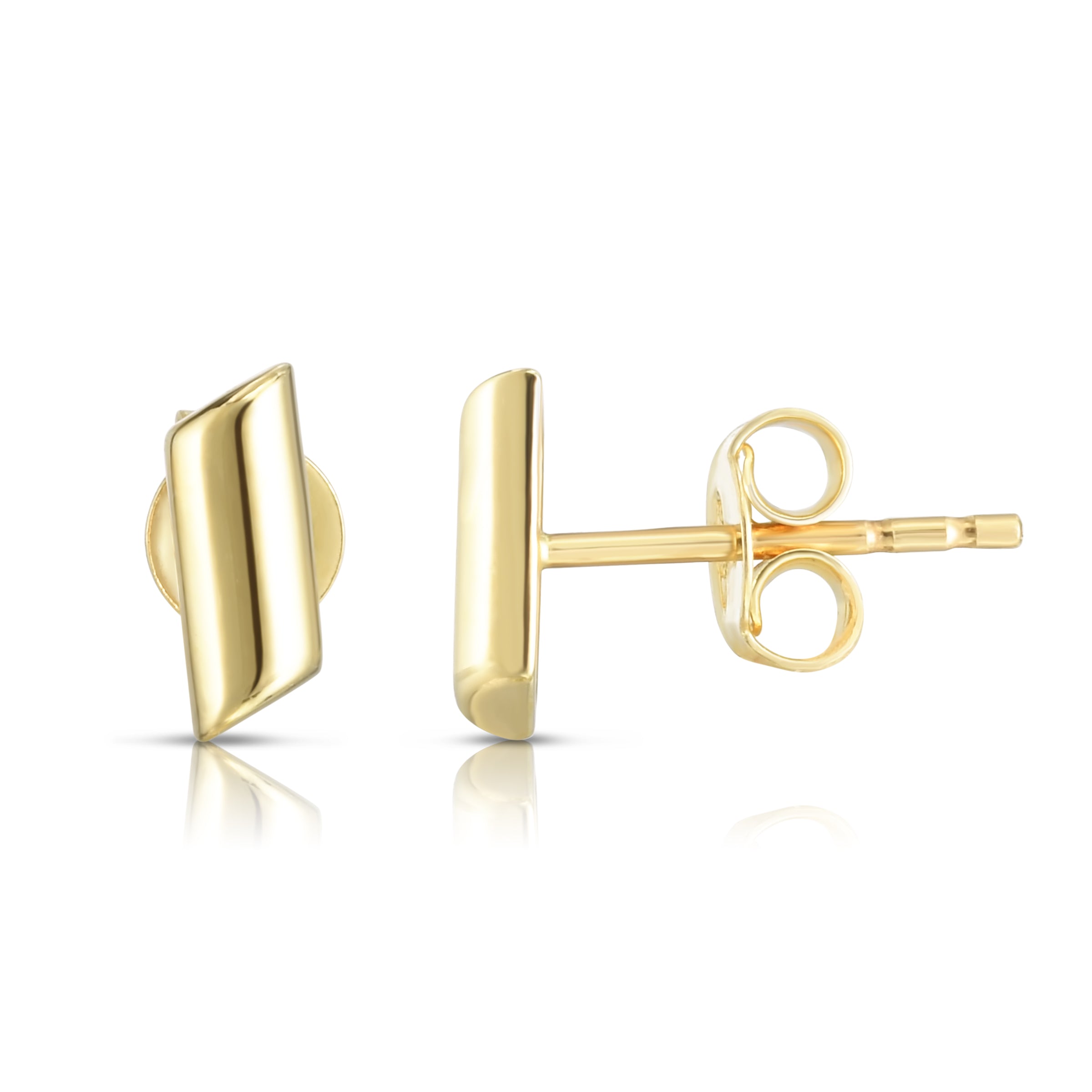 14K Yellow Gold Polished Bar Stud Earring