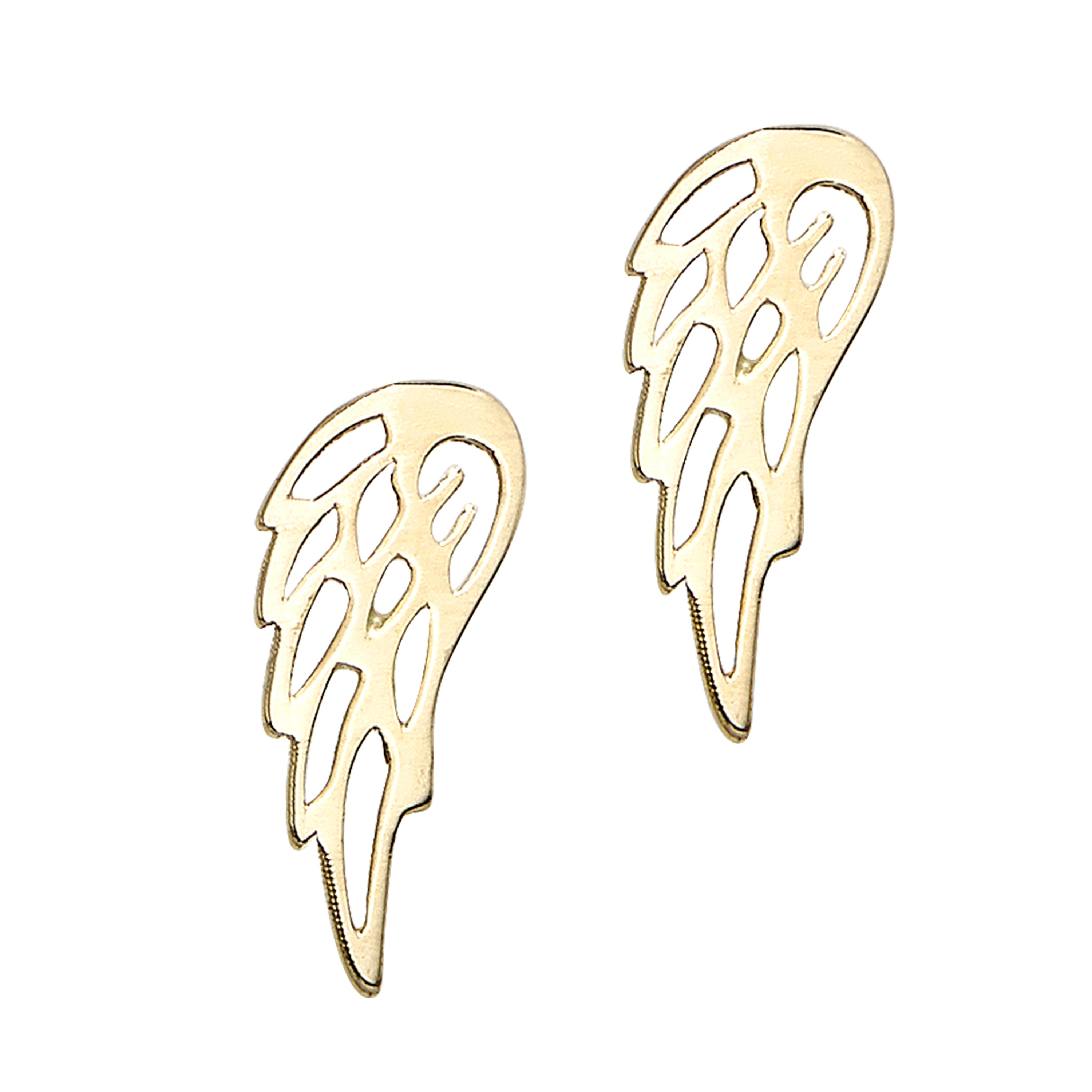 14K Yellow Gold Angel Wing Stud Earring