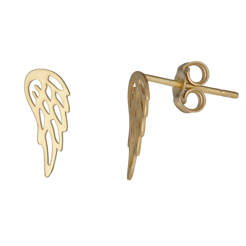 14K Yellow Gold Angel Wing Stud Earring