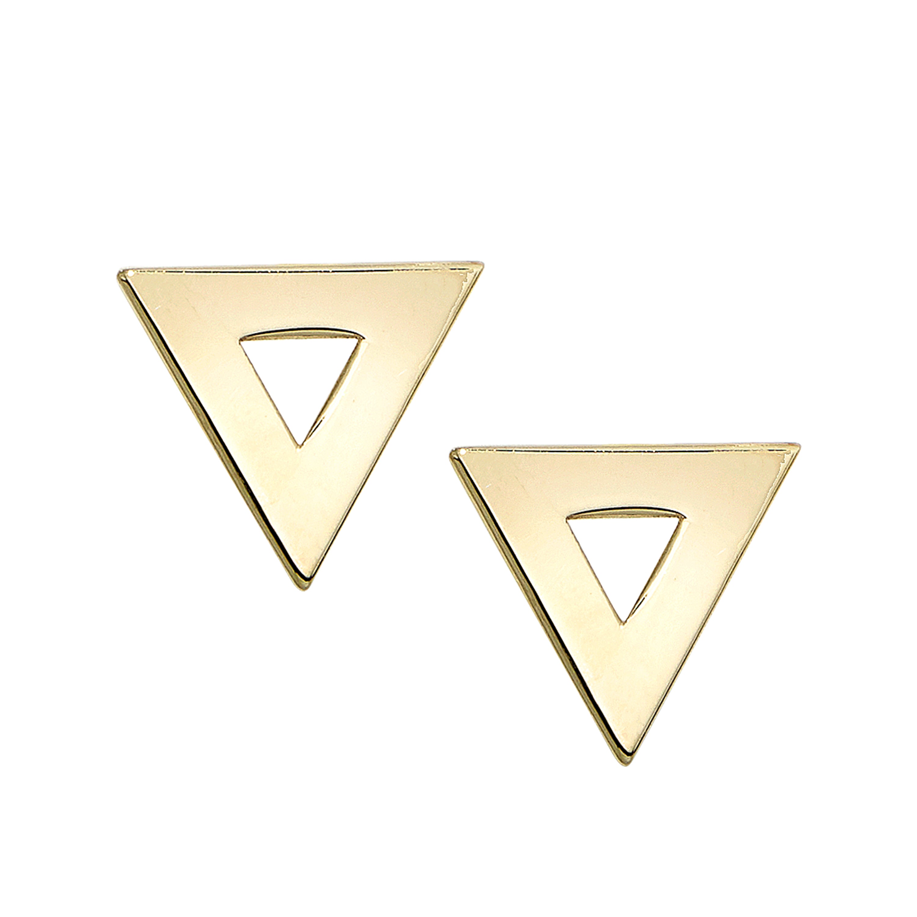 14K Yellow Gold Polished Open Triangle Stud Earring