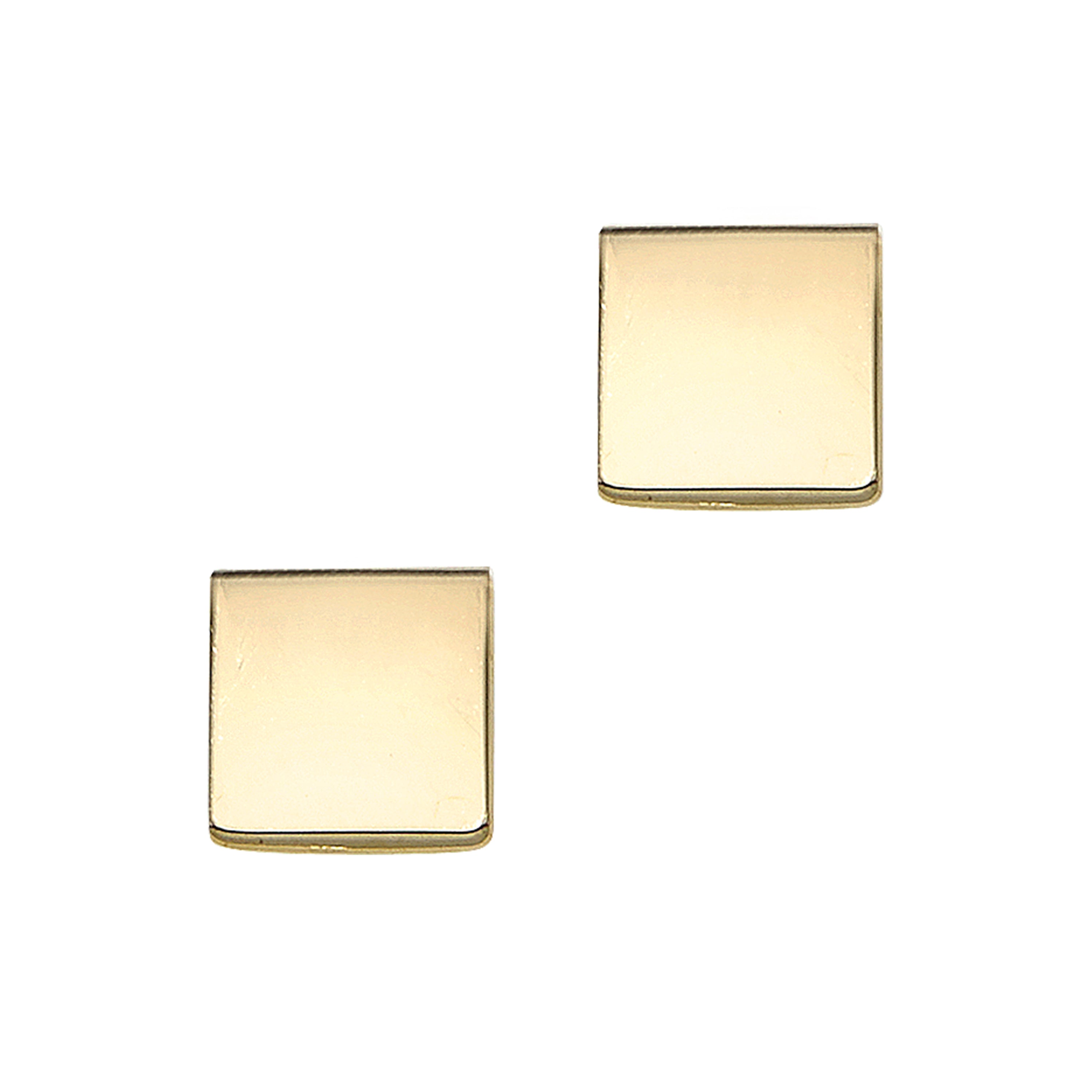 14K Yellow Gold Polished Square Stud Earring