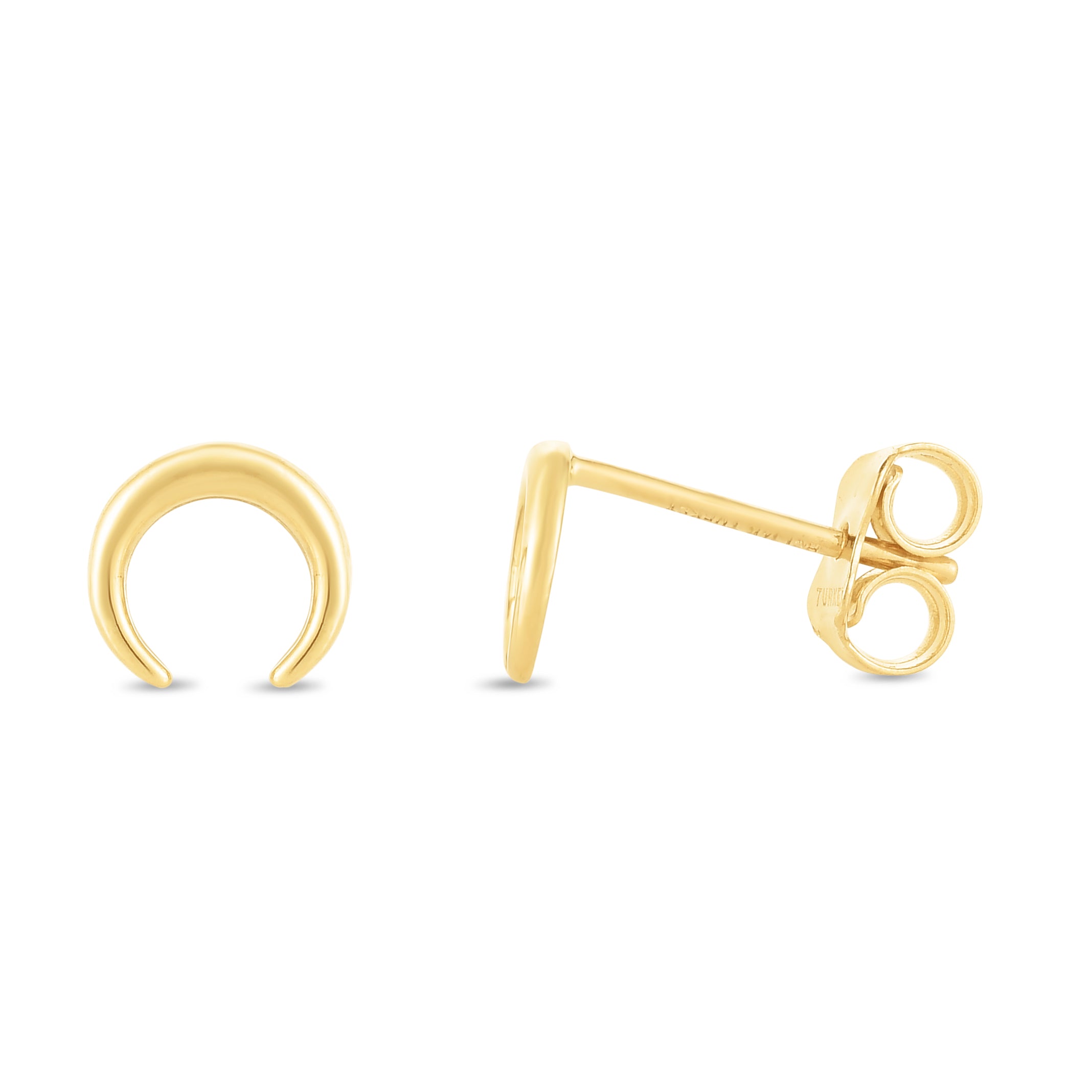 14K Yellow Gold Crescent Stud Earring