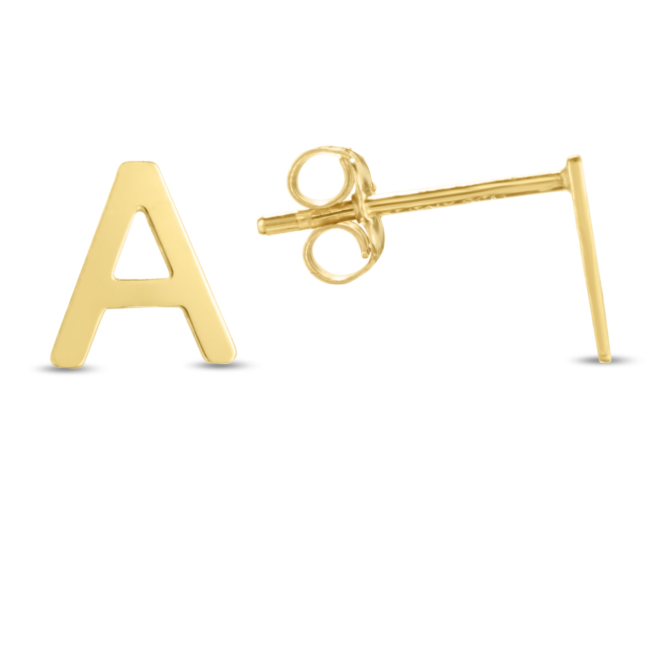 14K Yellow Gold Yours Truly Initial A Stud Earring