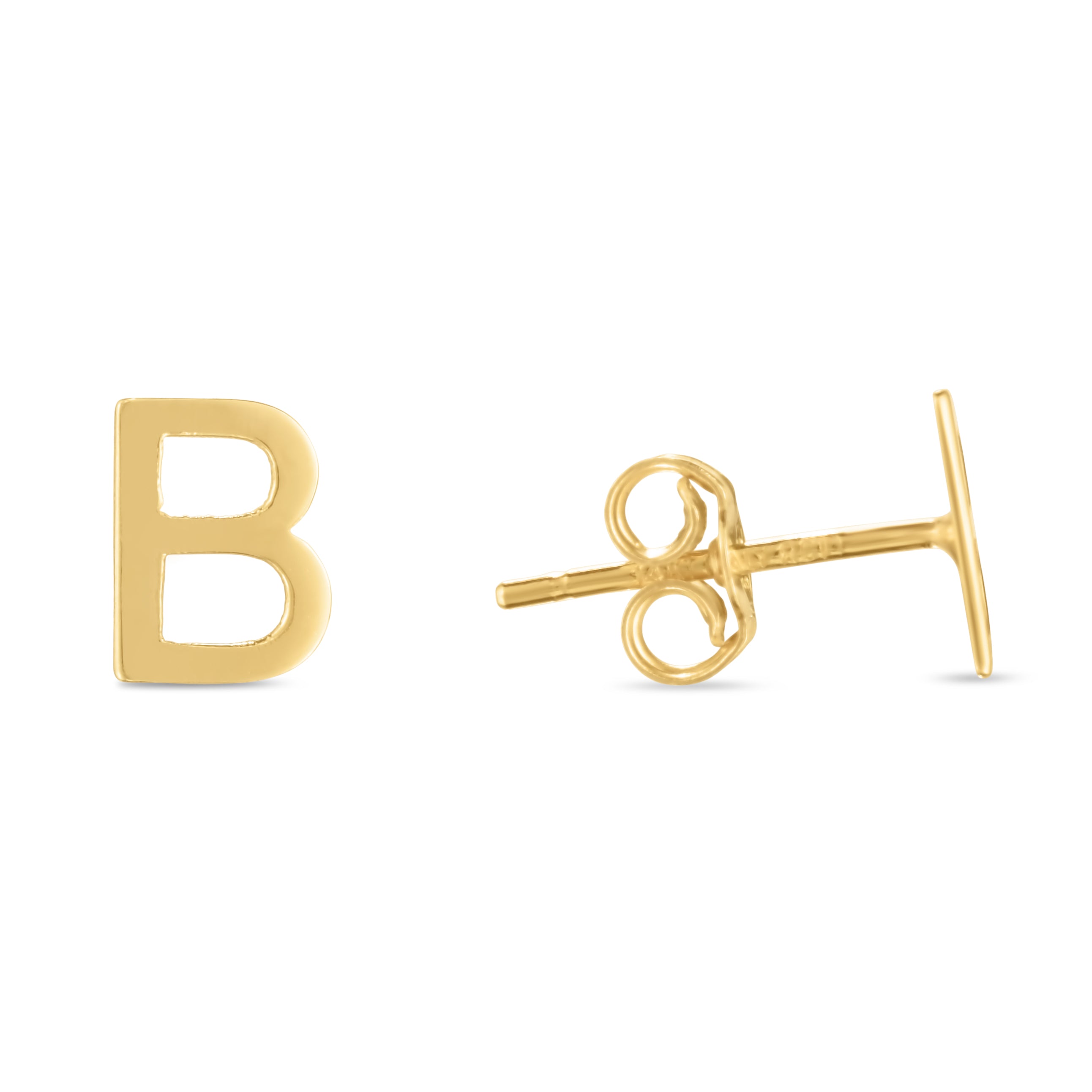 14K Yellow Gold Yours Truly Initial B Stud Earring