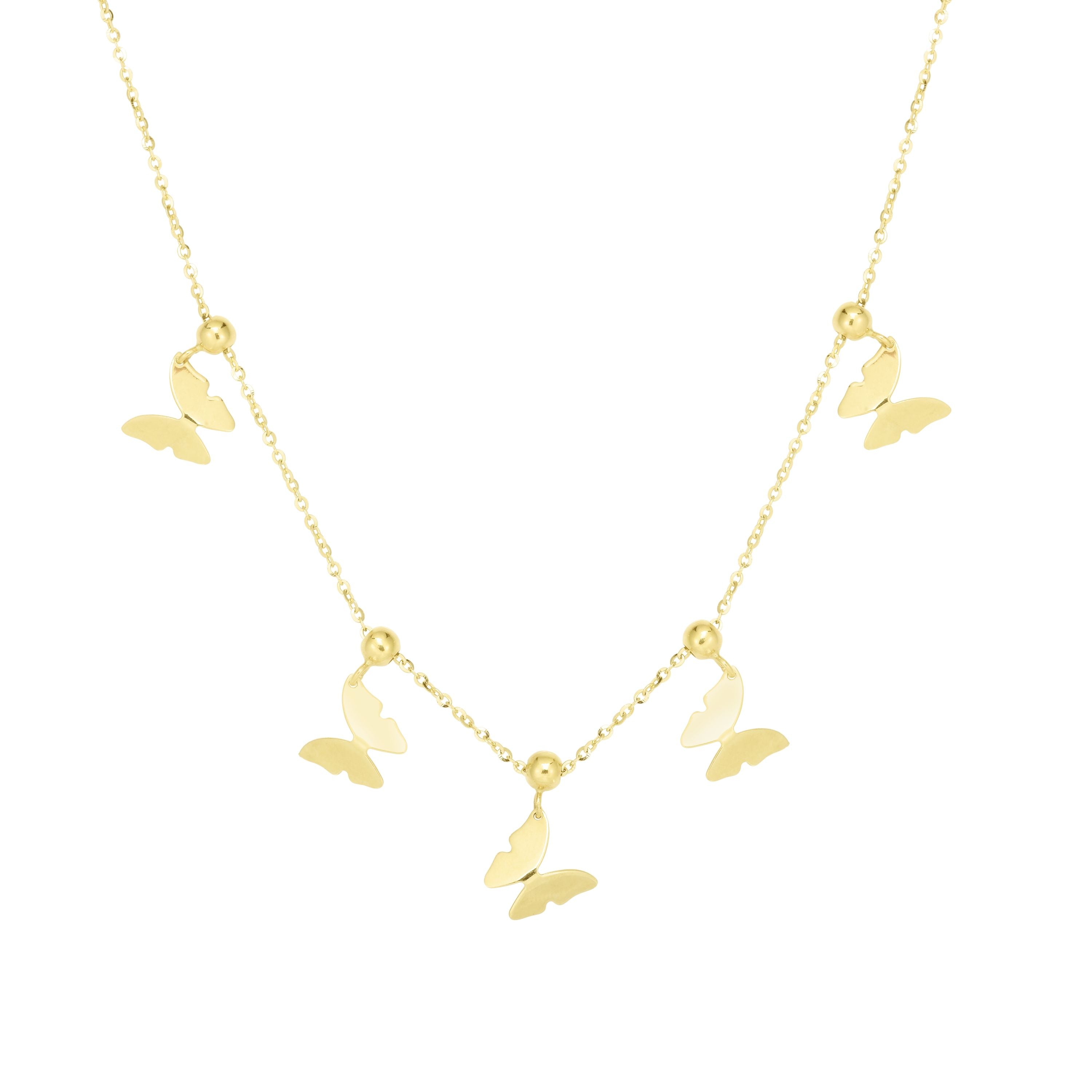 14K Yellow Gold 18" Butterfly Slide Necklace