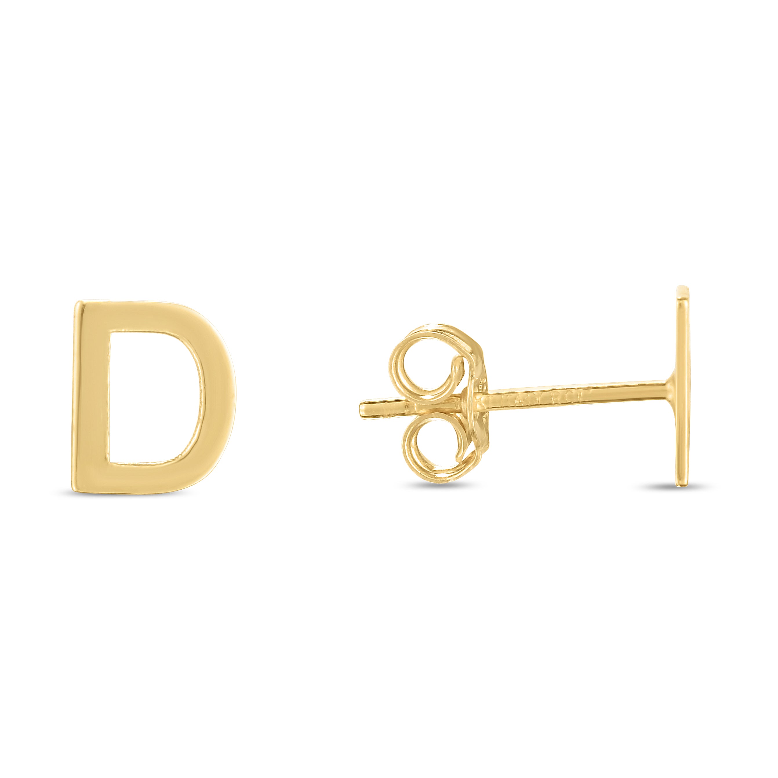 14K Yellow Gold Yours Truly Initial D Stud Earring