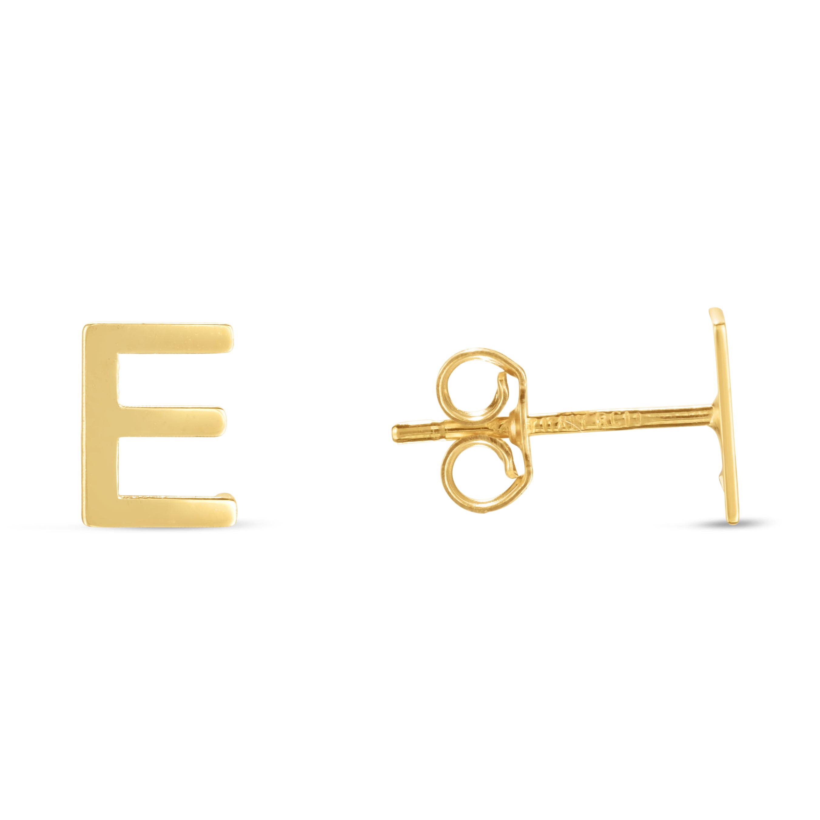 14K Yellow Gold Yours Truly Initial E Stud Earring