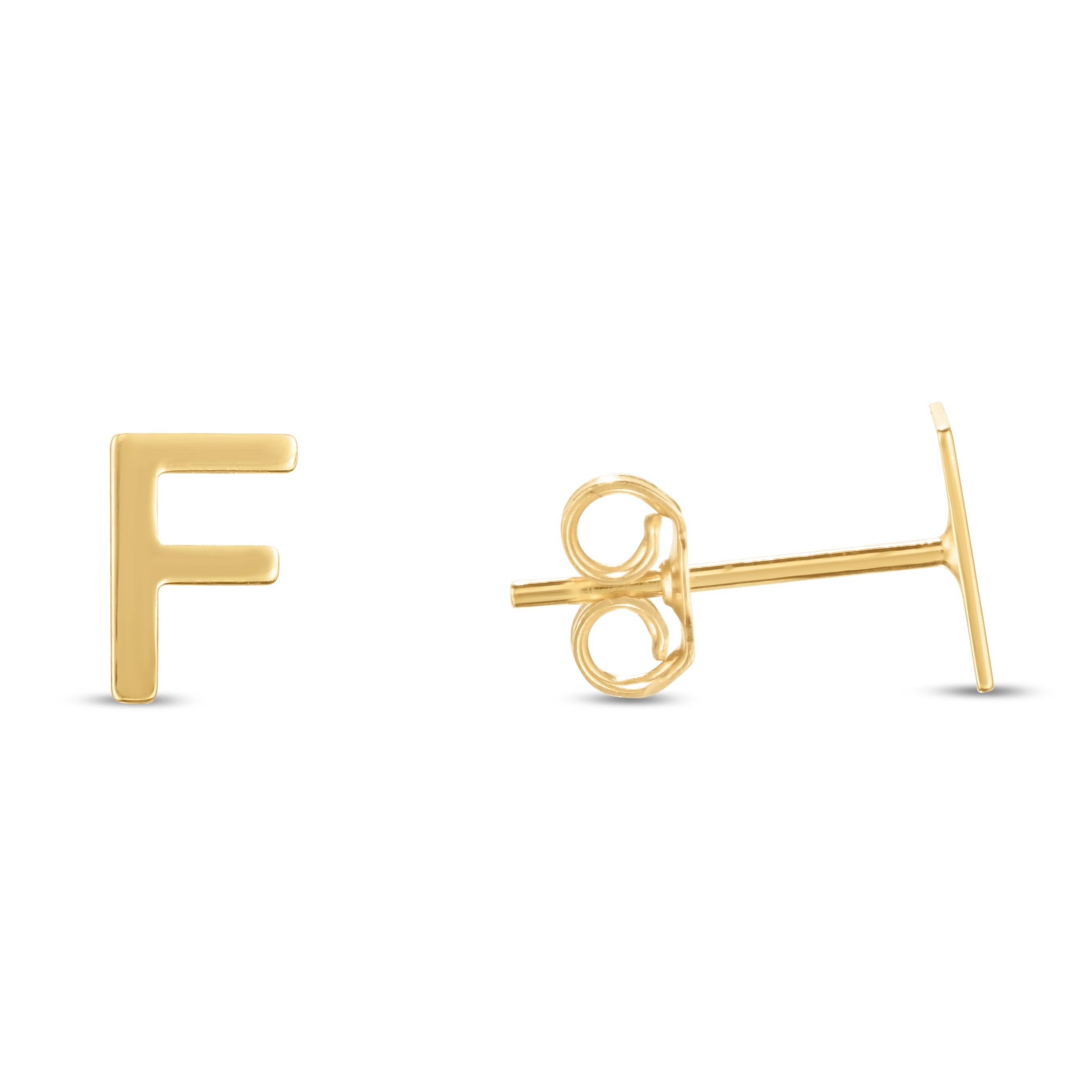 14K Yellow Gold Yours Truly Initial F Stud Earring