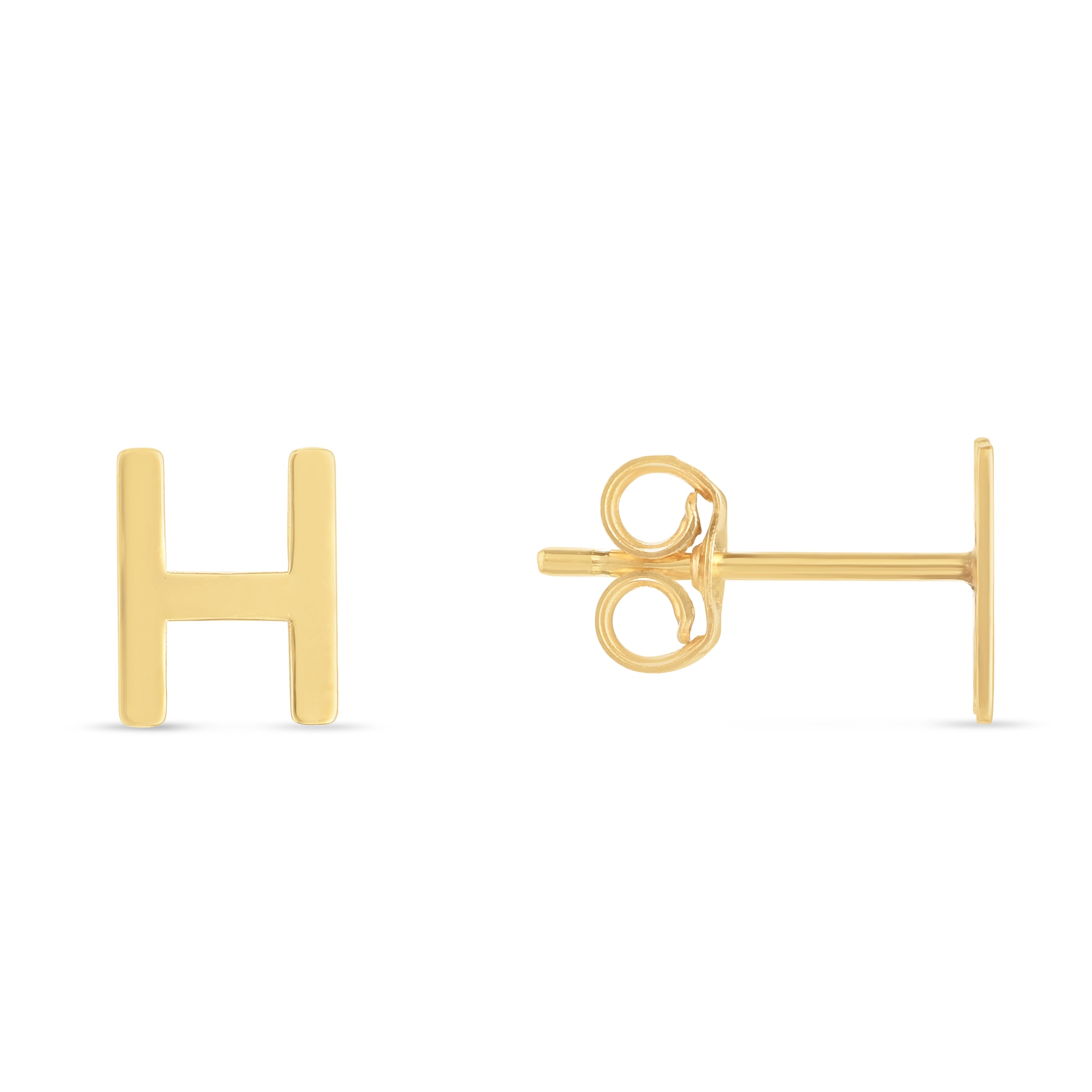 14K Yellow Gold Yours Truly Initial H Stud Earring