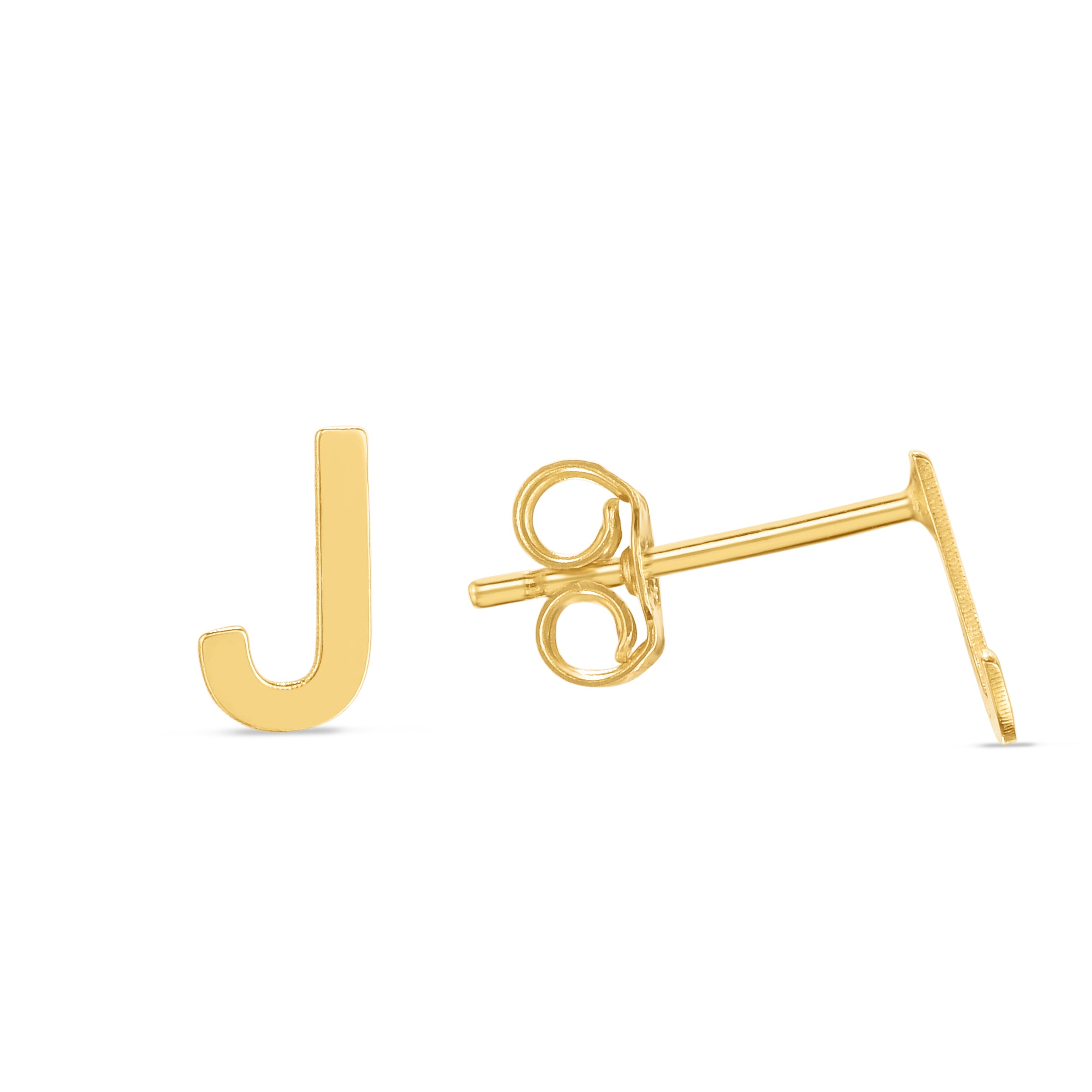 14K Yellow Gold Yours Truly Initial J Stud Earring