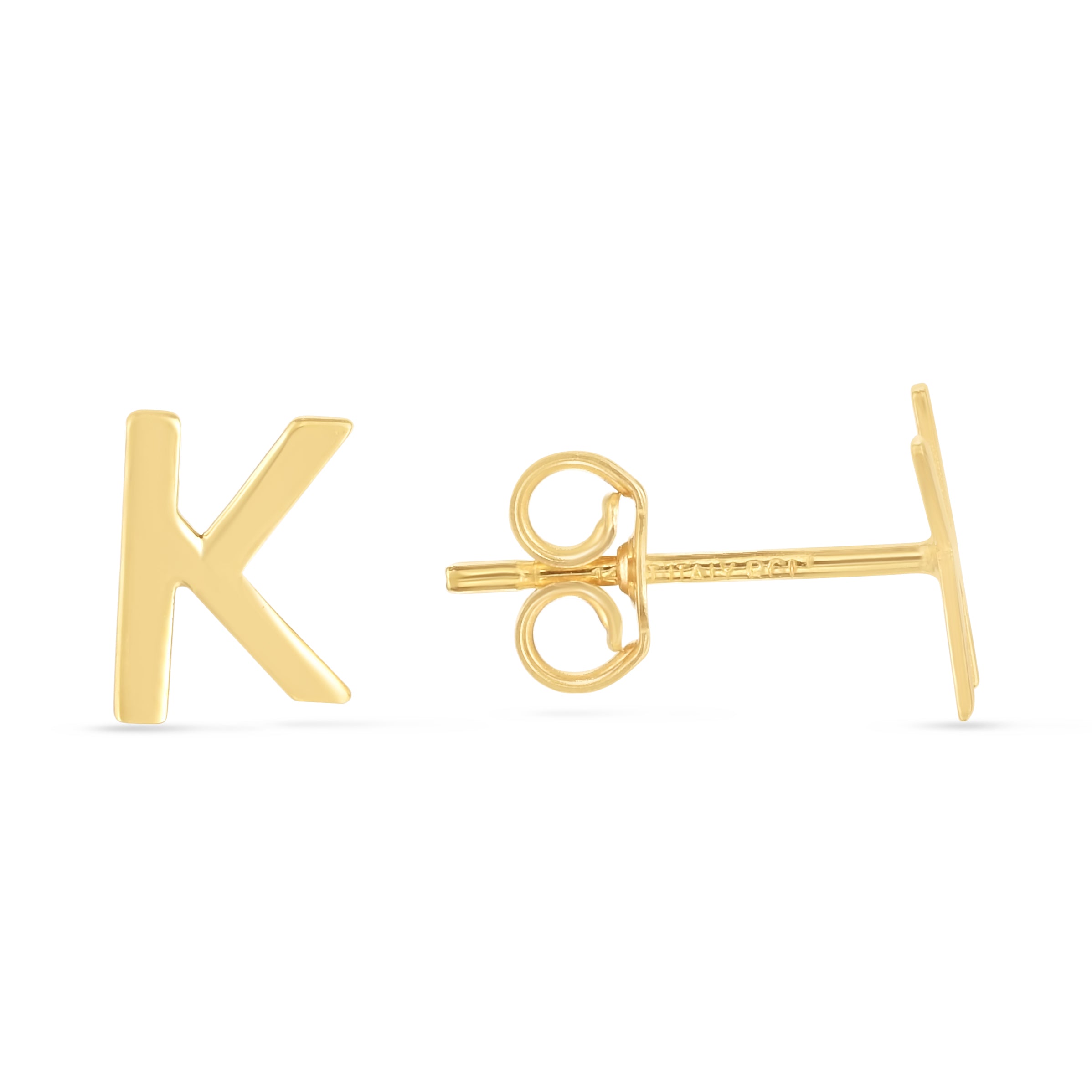 14K Yellow Gold Yours Truly Initial K Stud Earring