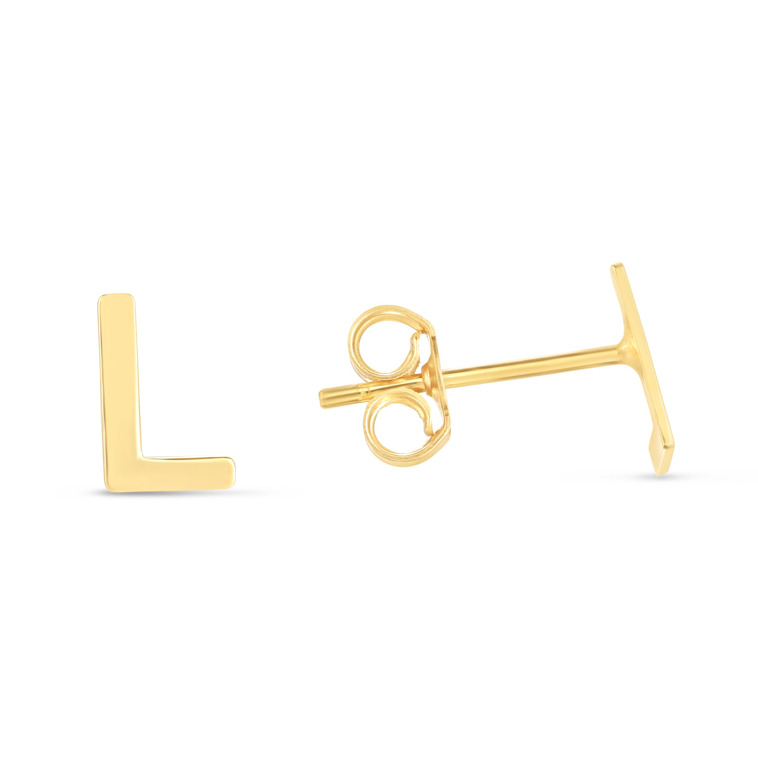 14K Yellow Gold Yours Truly Initial L Stud Earring