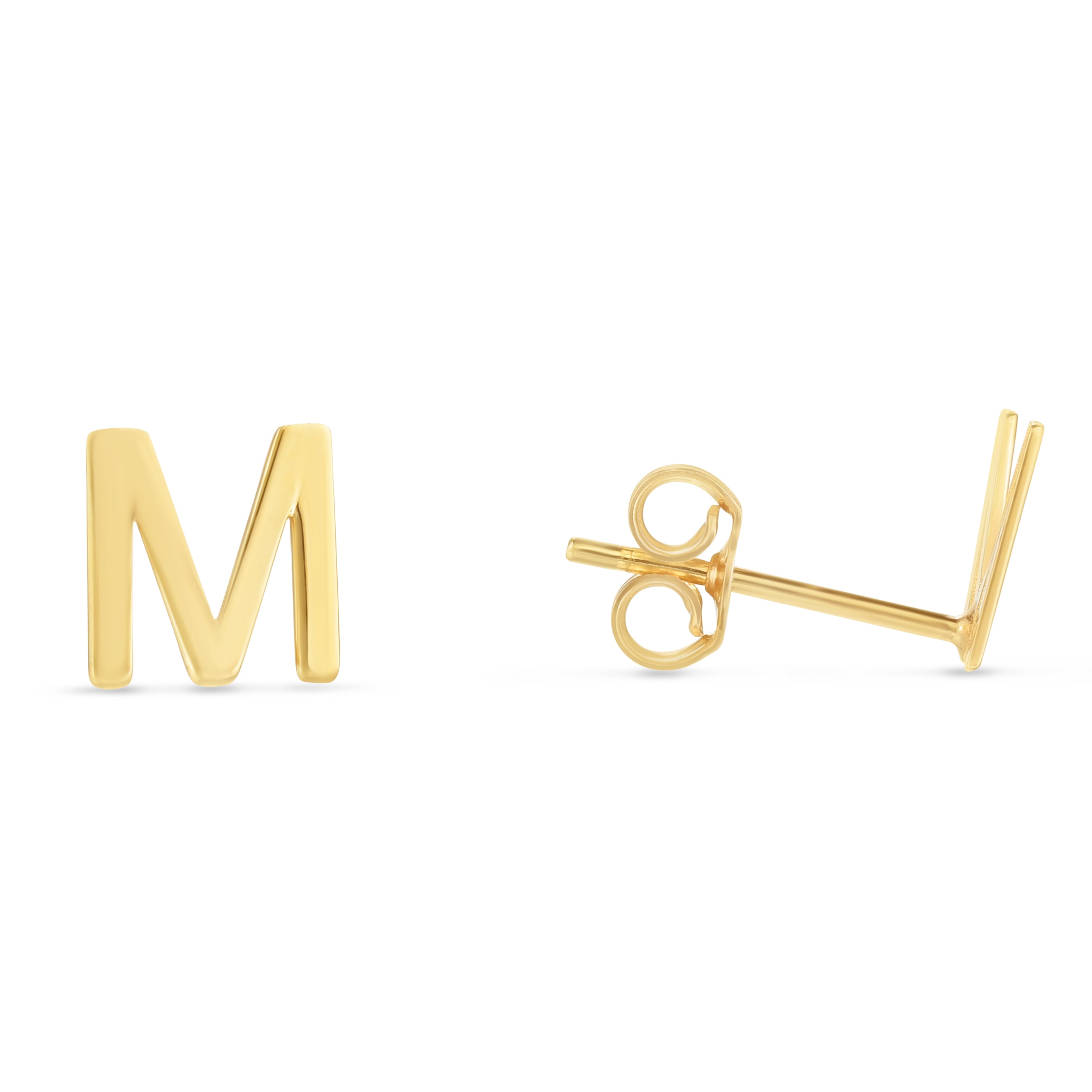 14K Yellow Gold Yours Truly Initial M Stud Earring