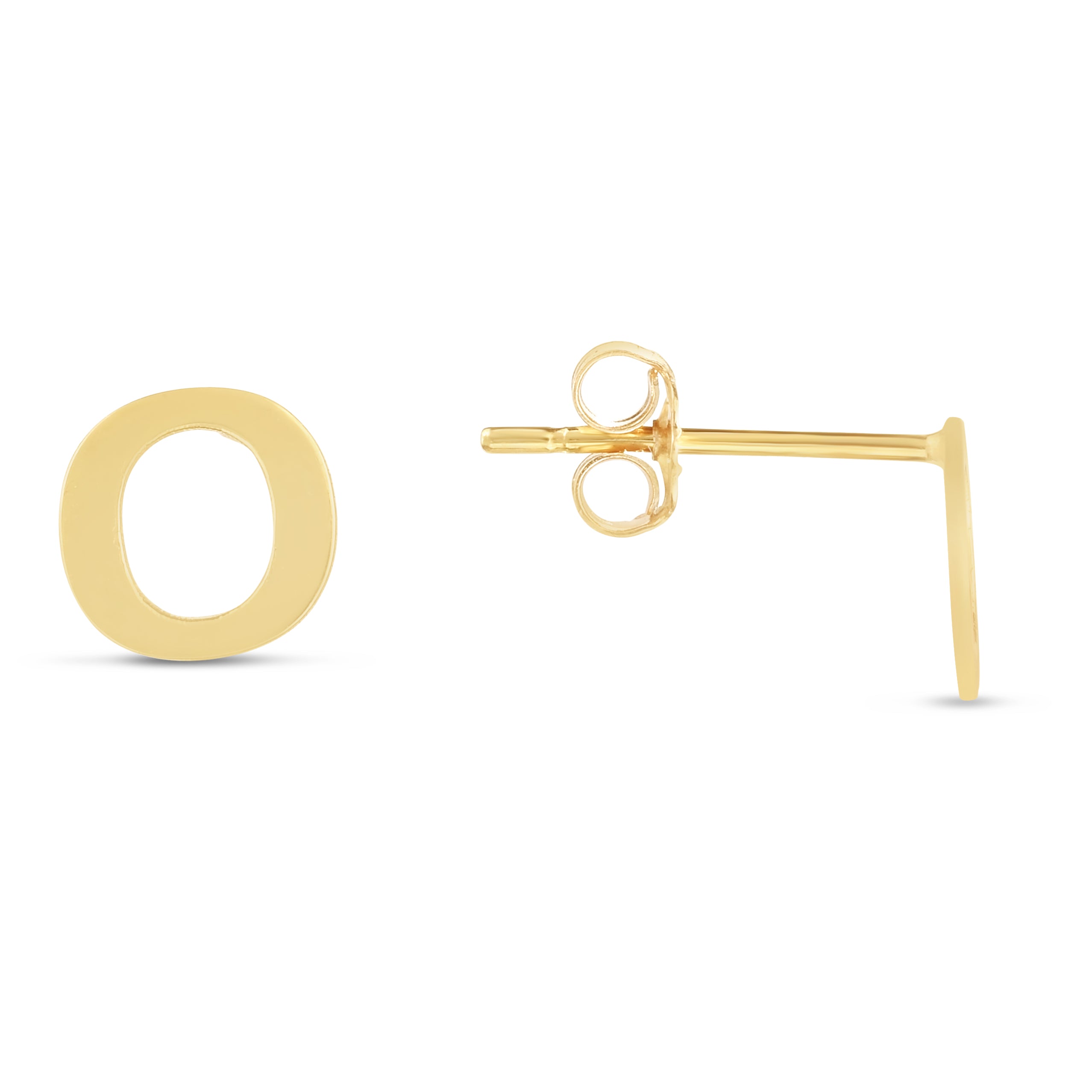 14K Yellow Gold Yours Truly Initial O Stud Earring