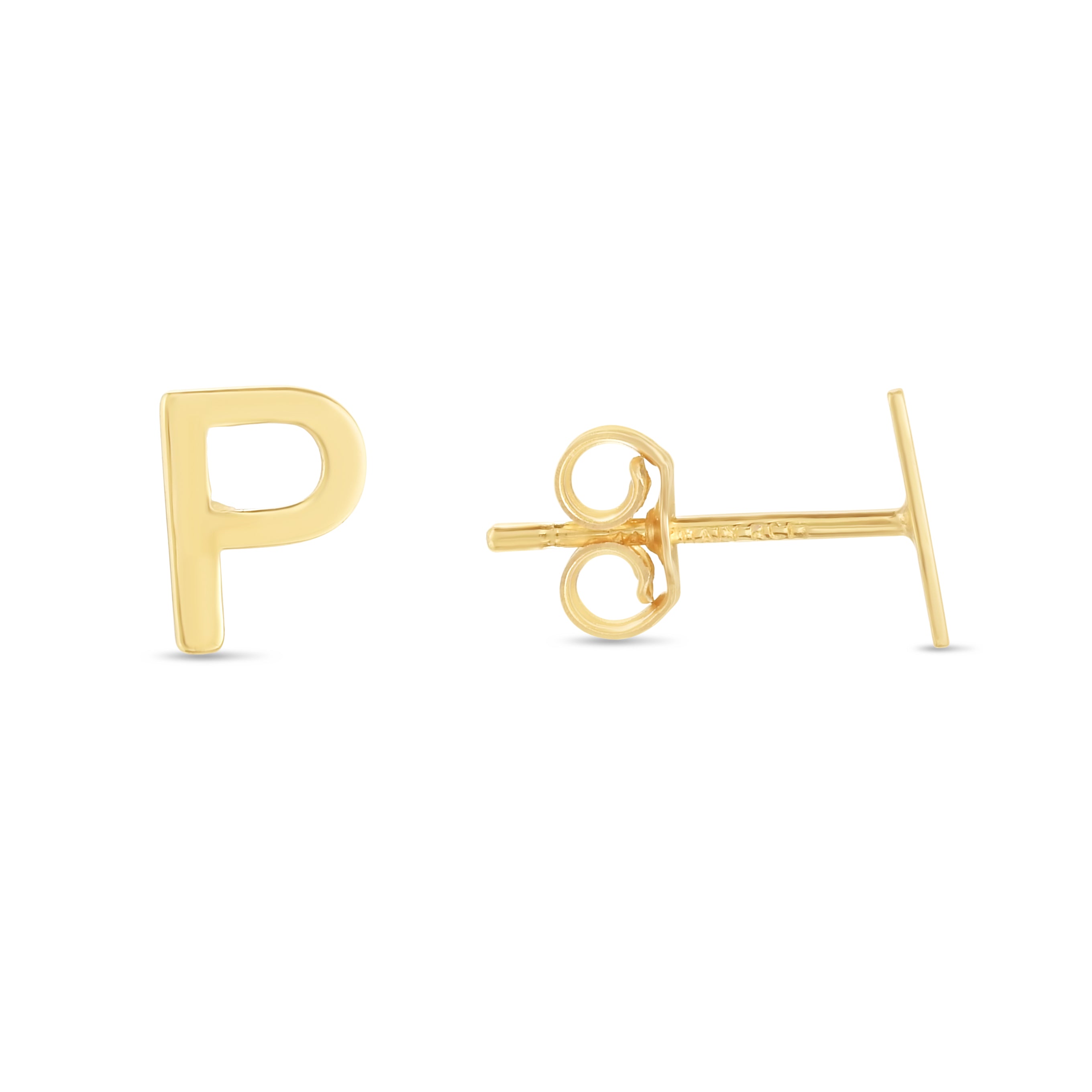 14K Yellow Gold Yours Truly Initial P Stud Earring