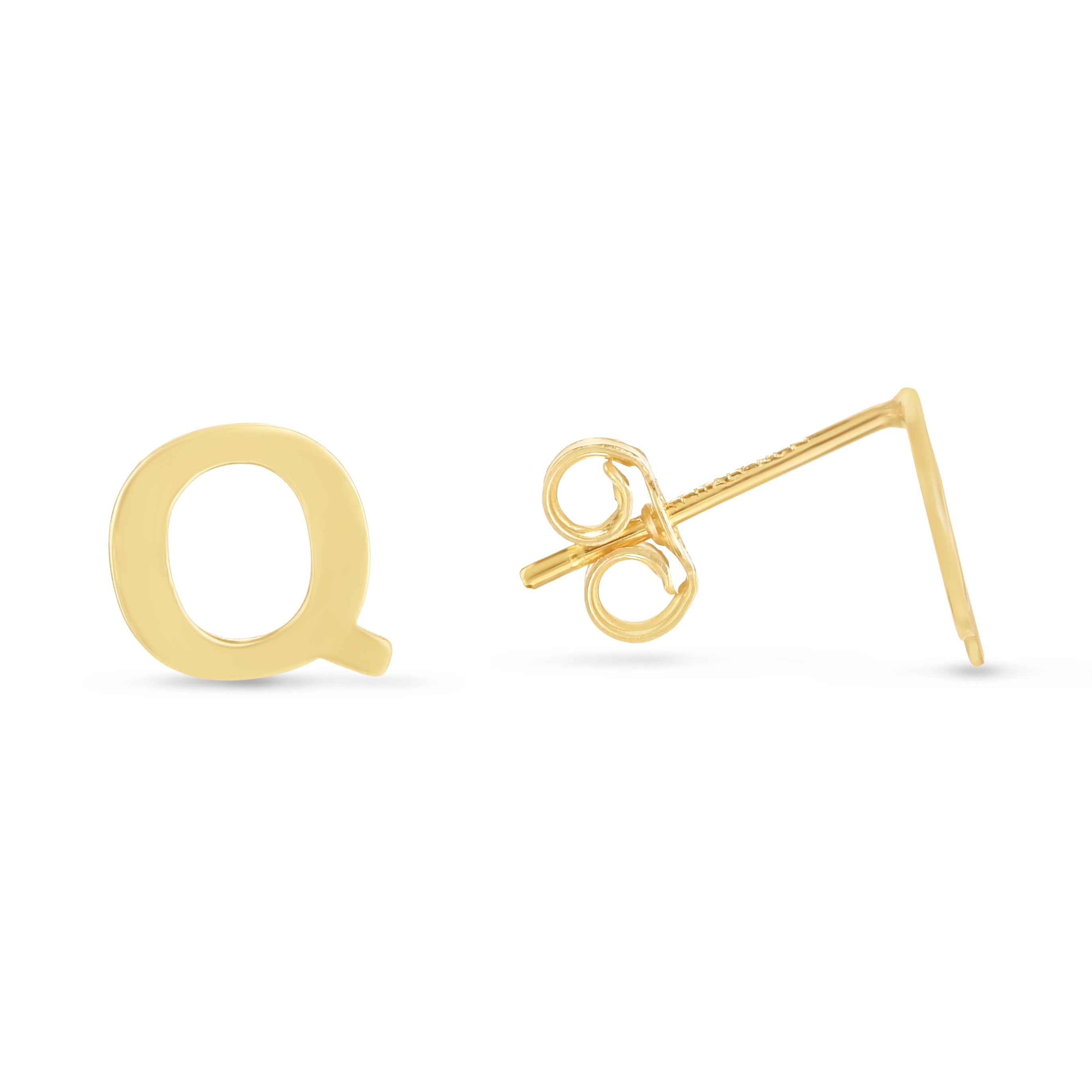 14K Yellow Gold Yours Truly Initial Q Stud Earring