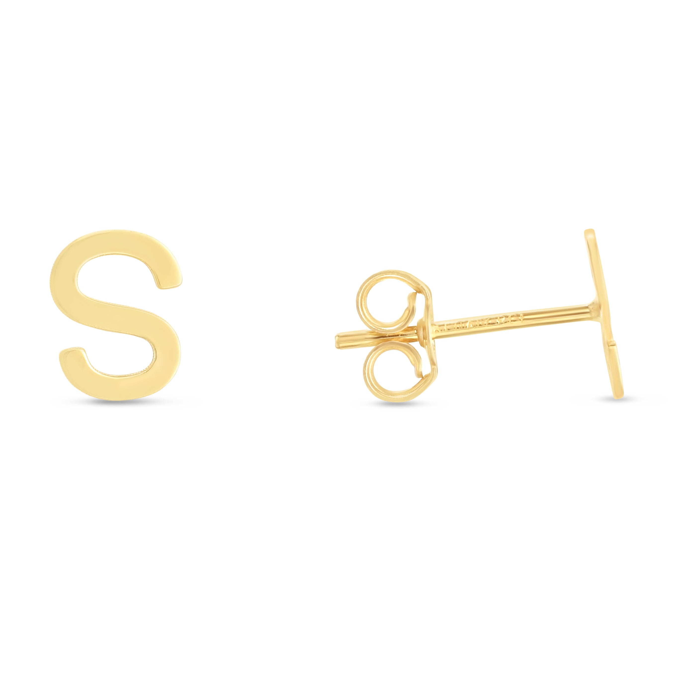 14K Yellow Gold Yours Truly Initial S Stud Earring