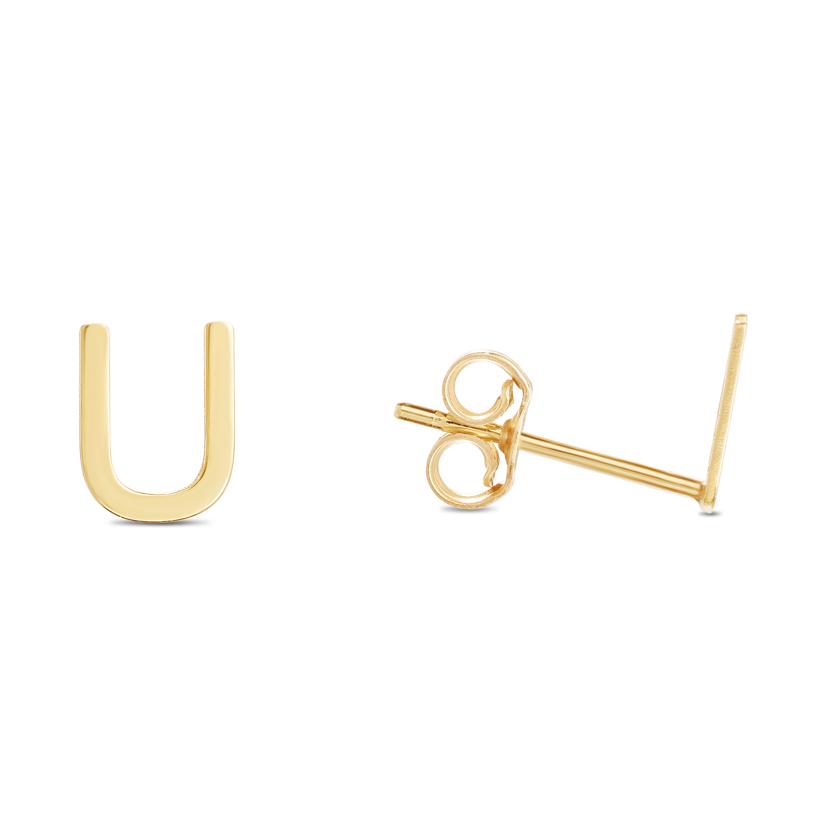 14K Yellow Gold Yours Truly Initial U Stud Earring