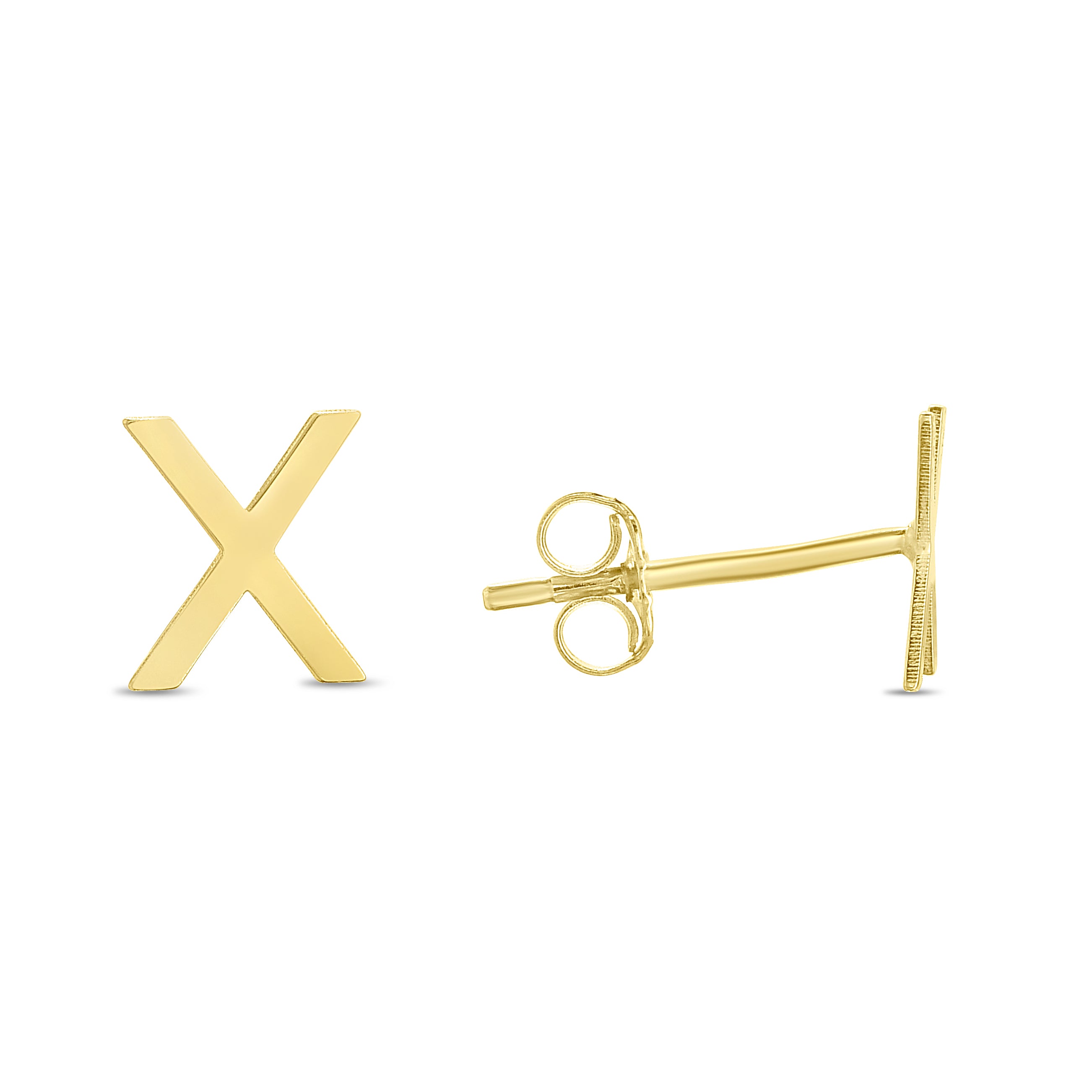 14K Yellow Gold Yours Truly Initial X Stud Earring