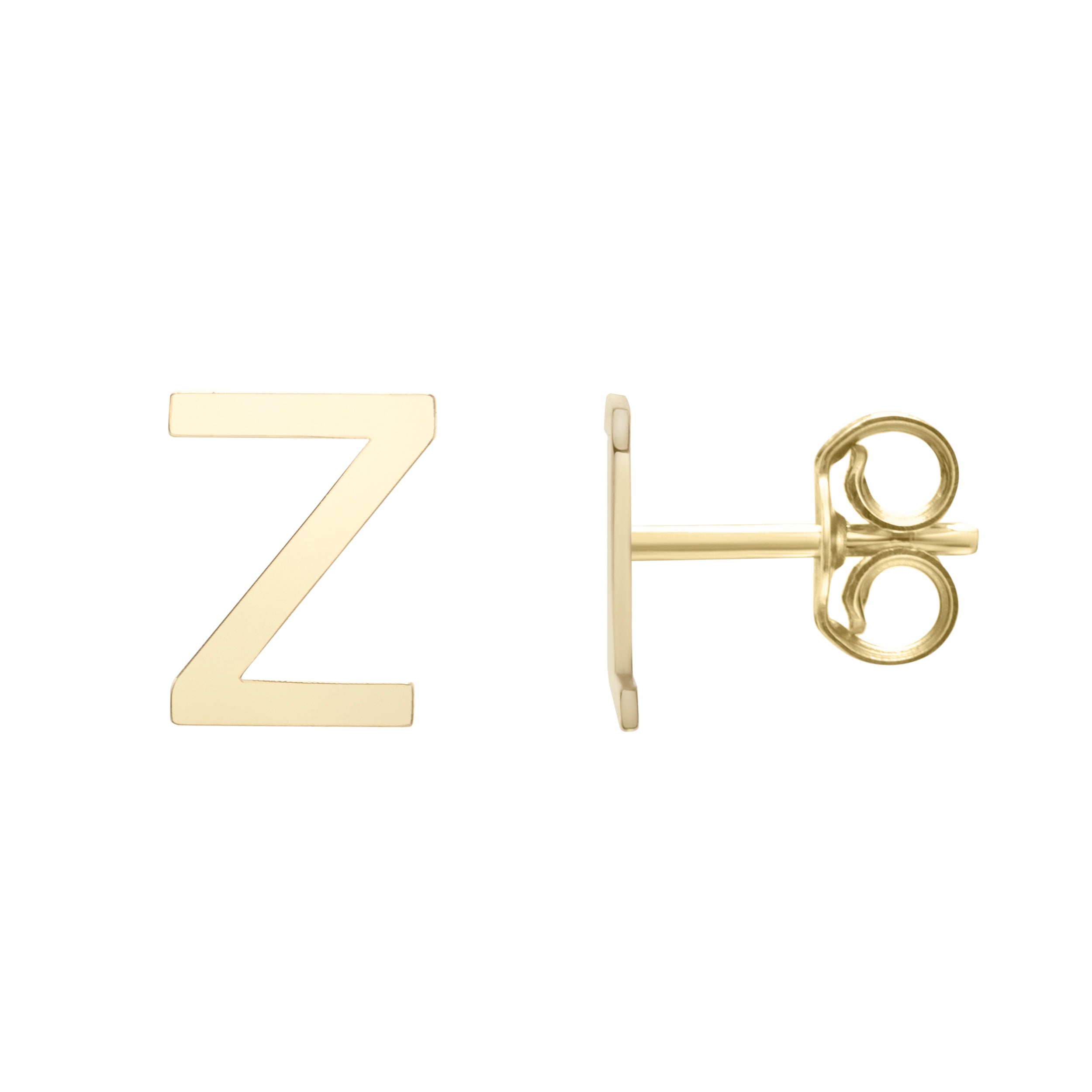 14K Yellow Gold Yours Truly Initial Z Stud Earring